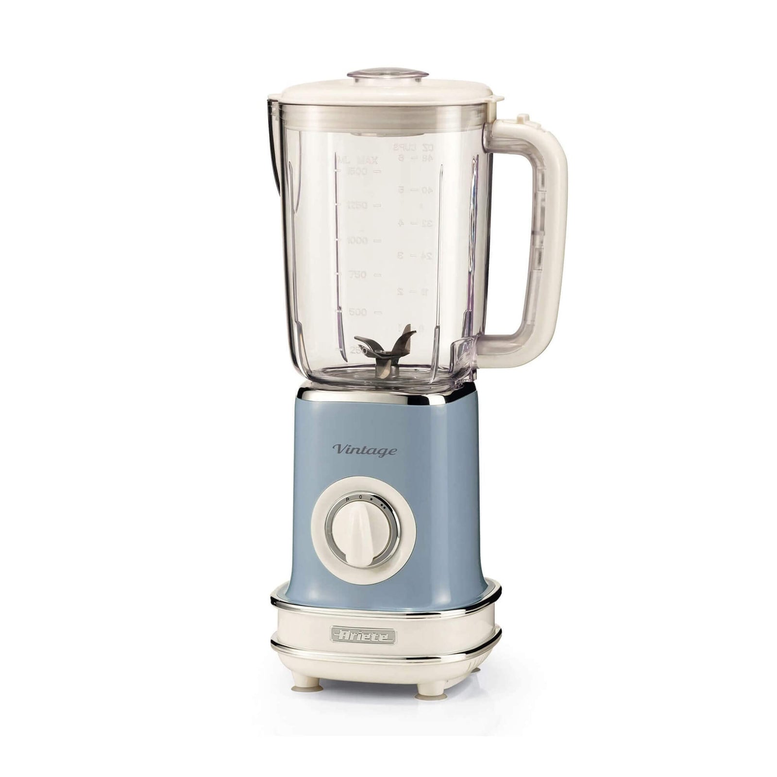 Ariete Vintage Blender 1.5L, 500W, 2 Speed Setting with Pulse and Ice Crusher Function, 6 Stainless Steel Blades Smoothie Maker, Ideal for Puree, Frozen Drinks, Milk Shakes - Green ART568BL