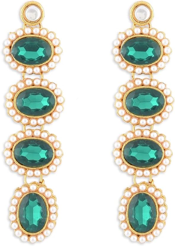 ZAVERI PEARLS Bridal Jewellery Set For Women (Green)(Zpfk8645)