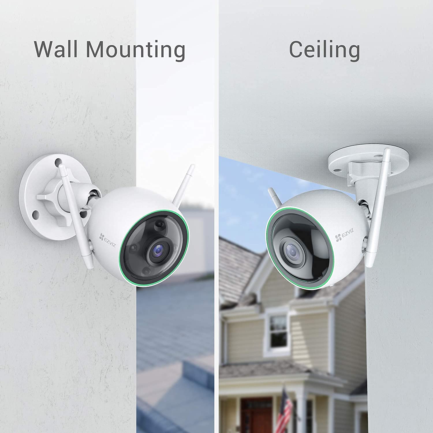 Ezviz C3N-Smart Ai Outdoor Security Camera Hd 1080P Full Color Night Vision 2.4G Ip66 Waterproof Surveillance System With Detection Activity Alert Deterrent Alarm