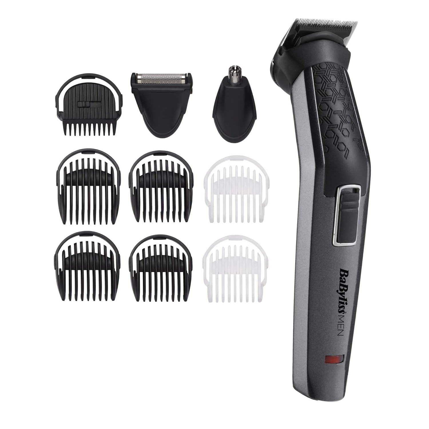 BaByliss Carbon Titanium 10-in-1 Multi Trimmer For Men | 200 grams Lightweight Design | High Power 60 Minutes Cordless Use | Attachments For Multiple Body Hair Trim & Washable Heads | MT727SDE (Black)