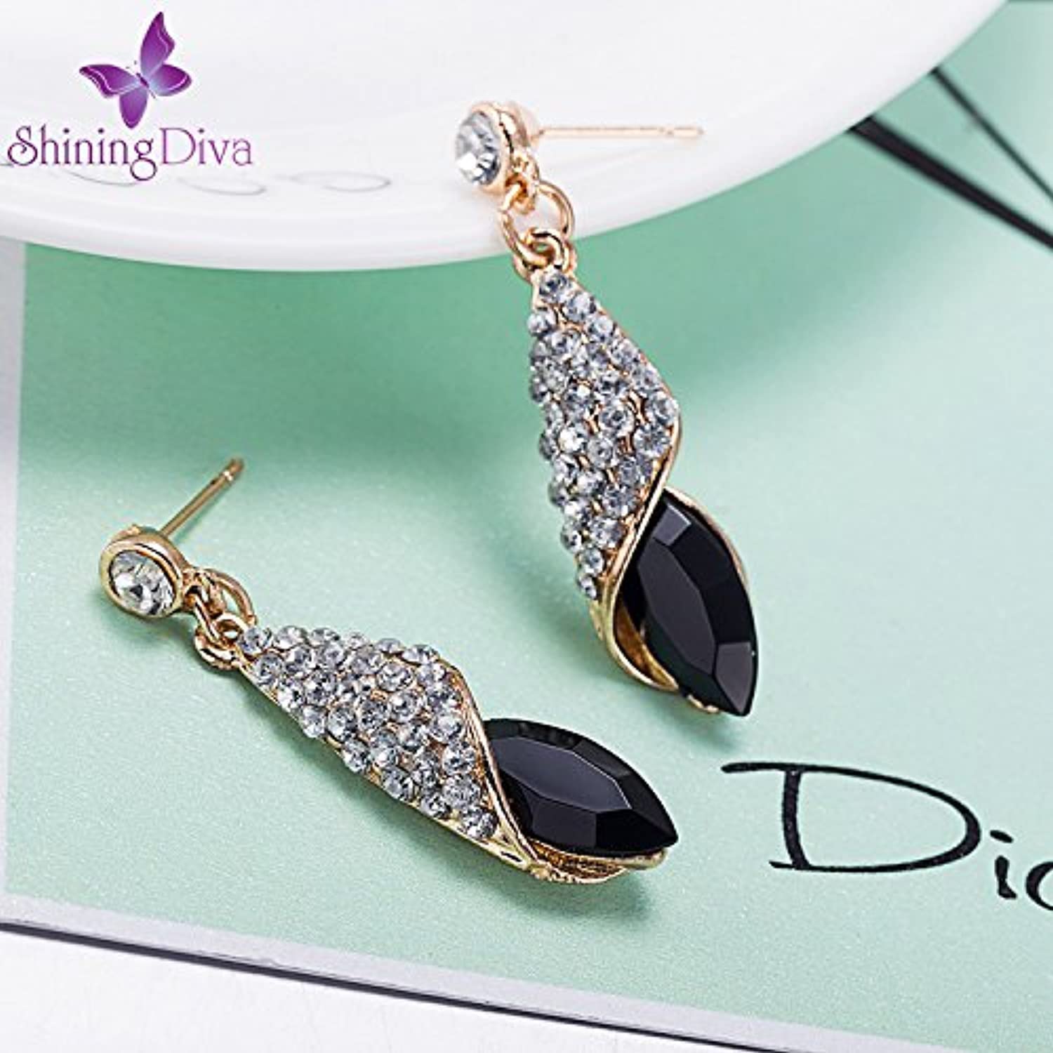 Shining Diva Fashion AAA 18k Gold Plated Crystal Earrings For Women & Girls