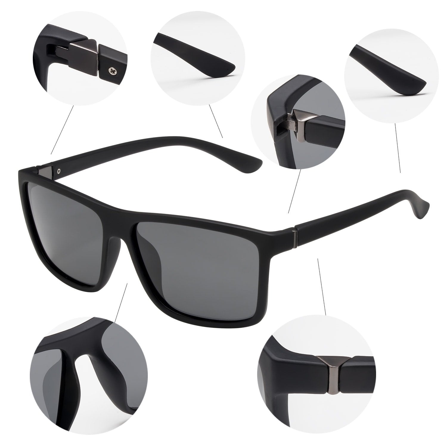 NIEEPA Men's Sports Polarized Sunglasses Square Frame Glasses NP1007