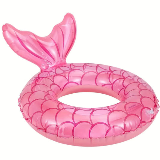 Inflatable Pool Float Tube Pink Mermaid Tail Backrest Swimming Tube Ring Summer Beach Water Pool Floats