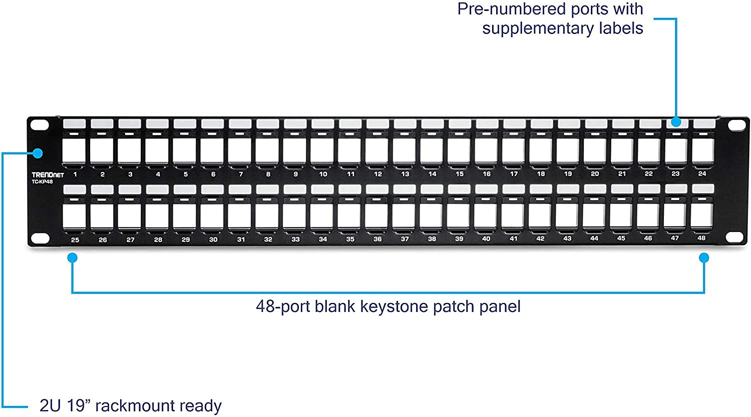 لوحة توصيل TRENDnet 48-Port Blank Keystone 2U HD (TC-KP48)