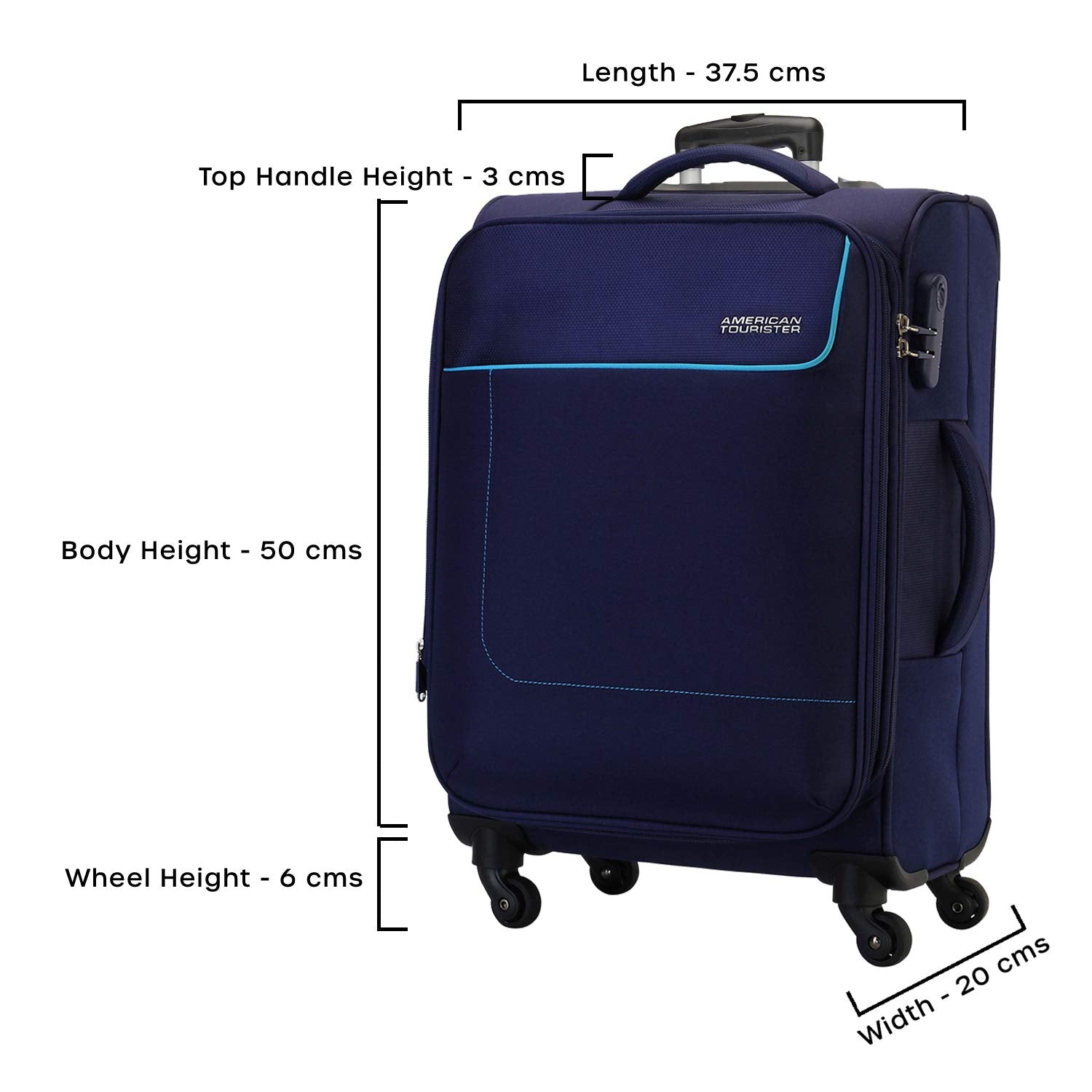 American Tourister Jamaica Soft Luggage Travel Trolley Bag , NAVY , 69 CM