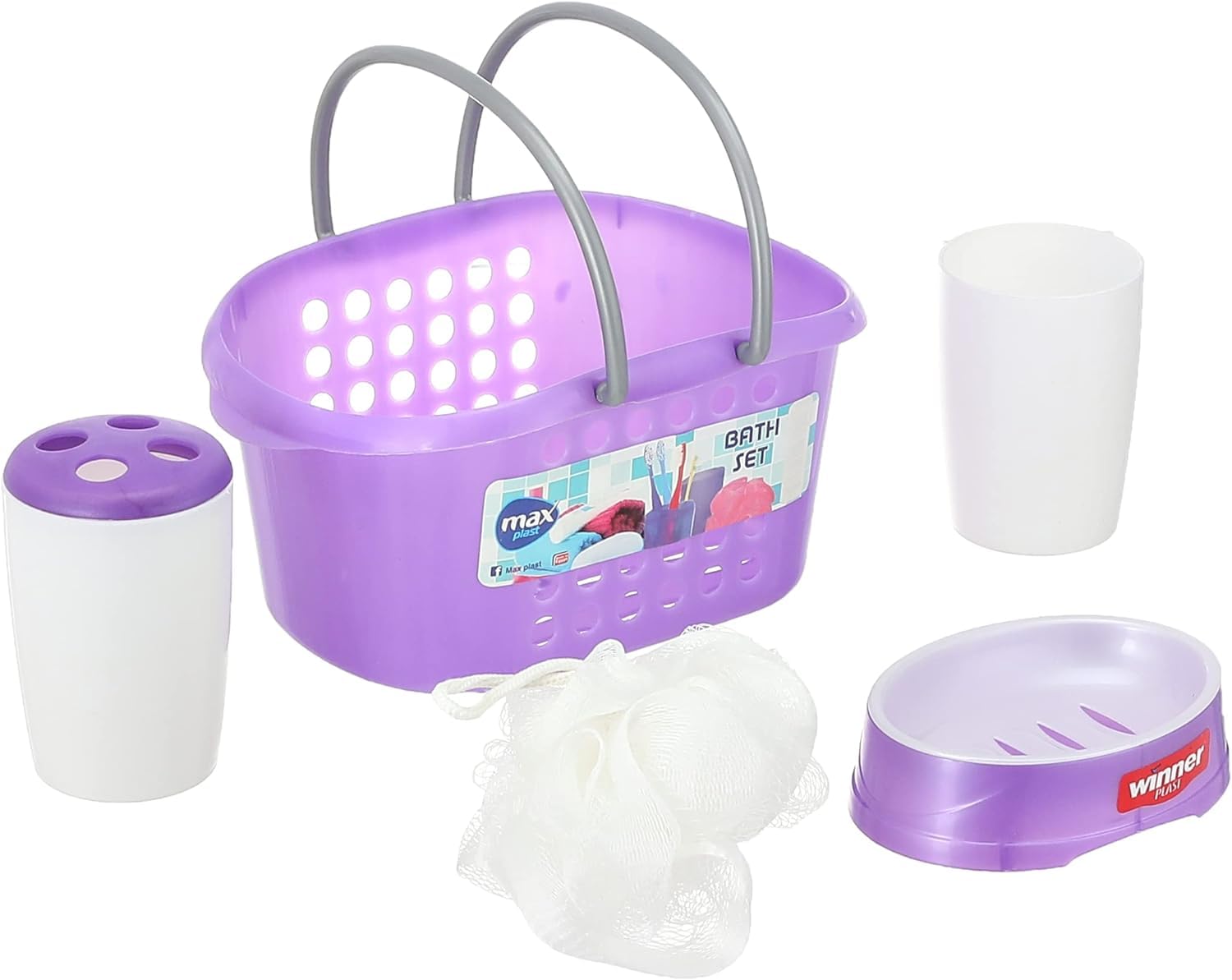 max plast Basket set with tow handles - assorted colors