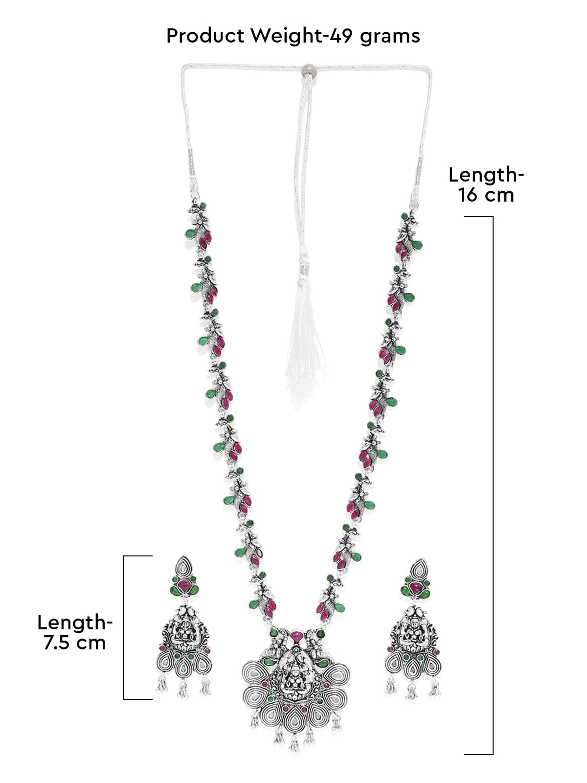 ZAVERI PEARLS Temple Jewellery Set For Women (Silver) (Zpfk7392)