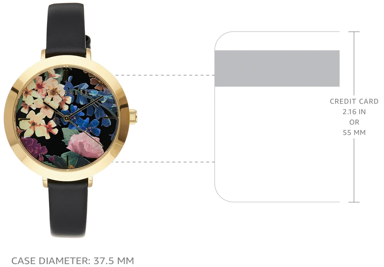 Ted Baker Ammy Floral Women's Analog Watch - 37.5mm - Gold/Black - 3-Hand SST