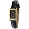 Peugeot Women's Classy 14K Gold Plated H Rectangle Case Leather Band Dress Watch