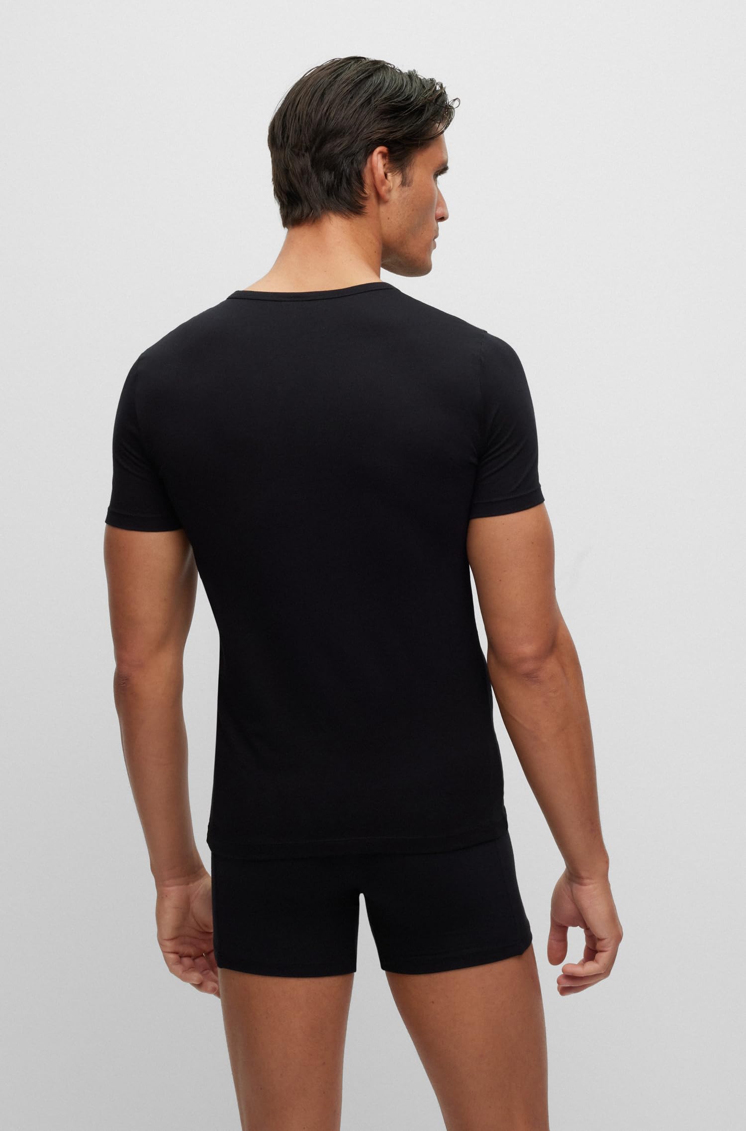 Hugo Boss Men's 2-Pack Round Neck Cotton Stretch T-Shirts.Black.M