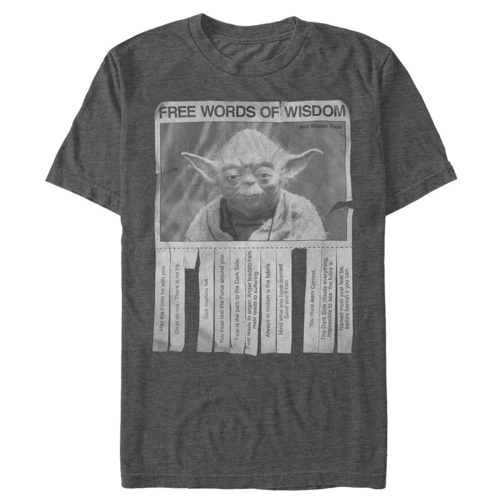 Star Wars Young Men's Words of Wisdom T-Shirt, Navy Heather