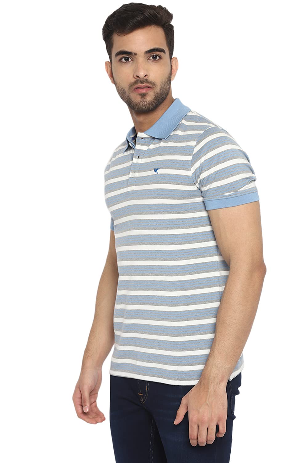 Deniklo Men's Striped Regular fit Polo Shirt