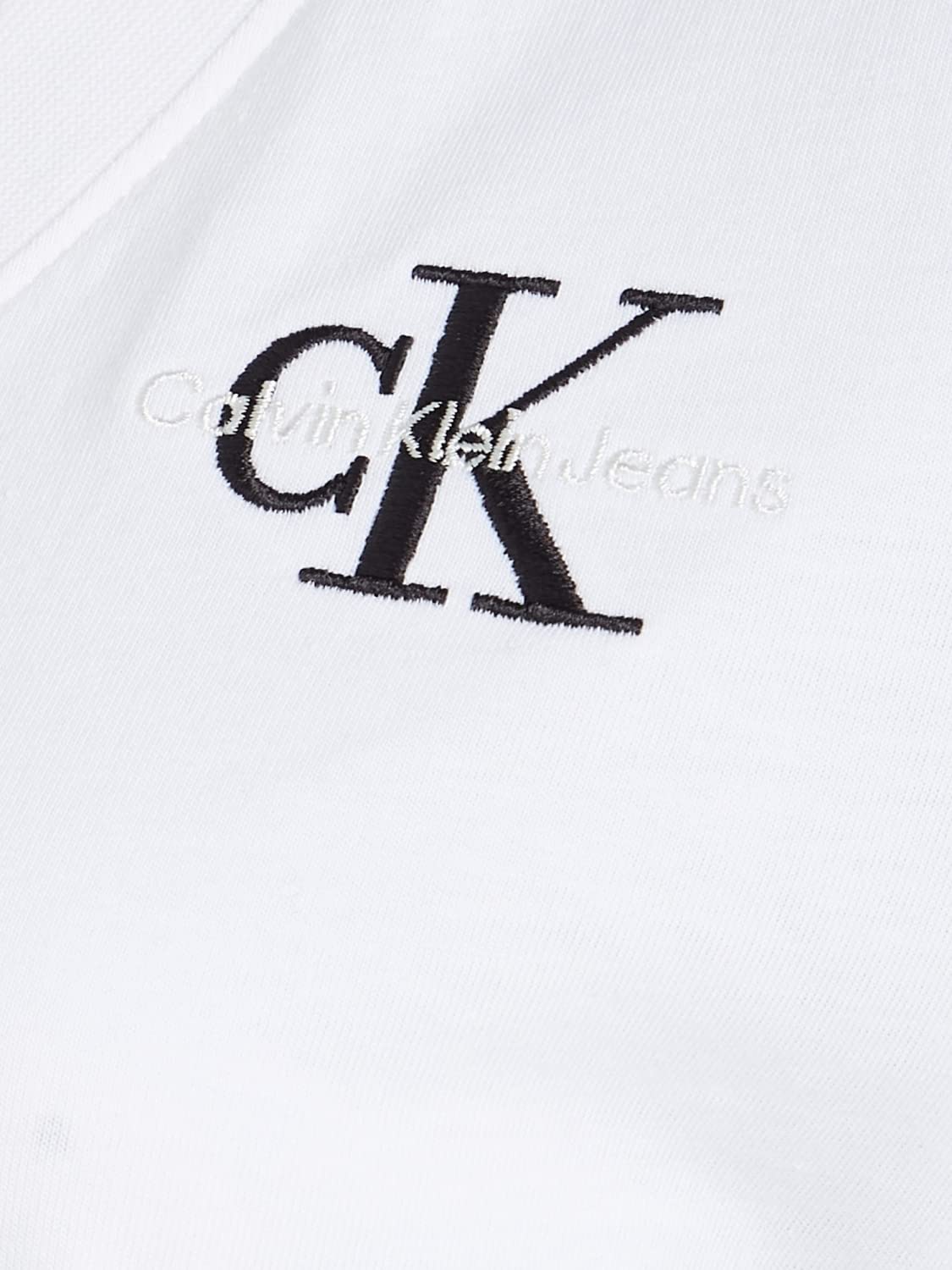 CK JEANS Women's MONOLOGO SLIM V-NEC S/S Knit Tops, Bright White, L