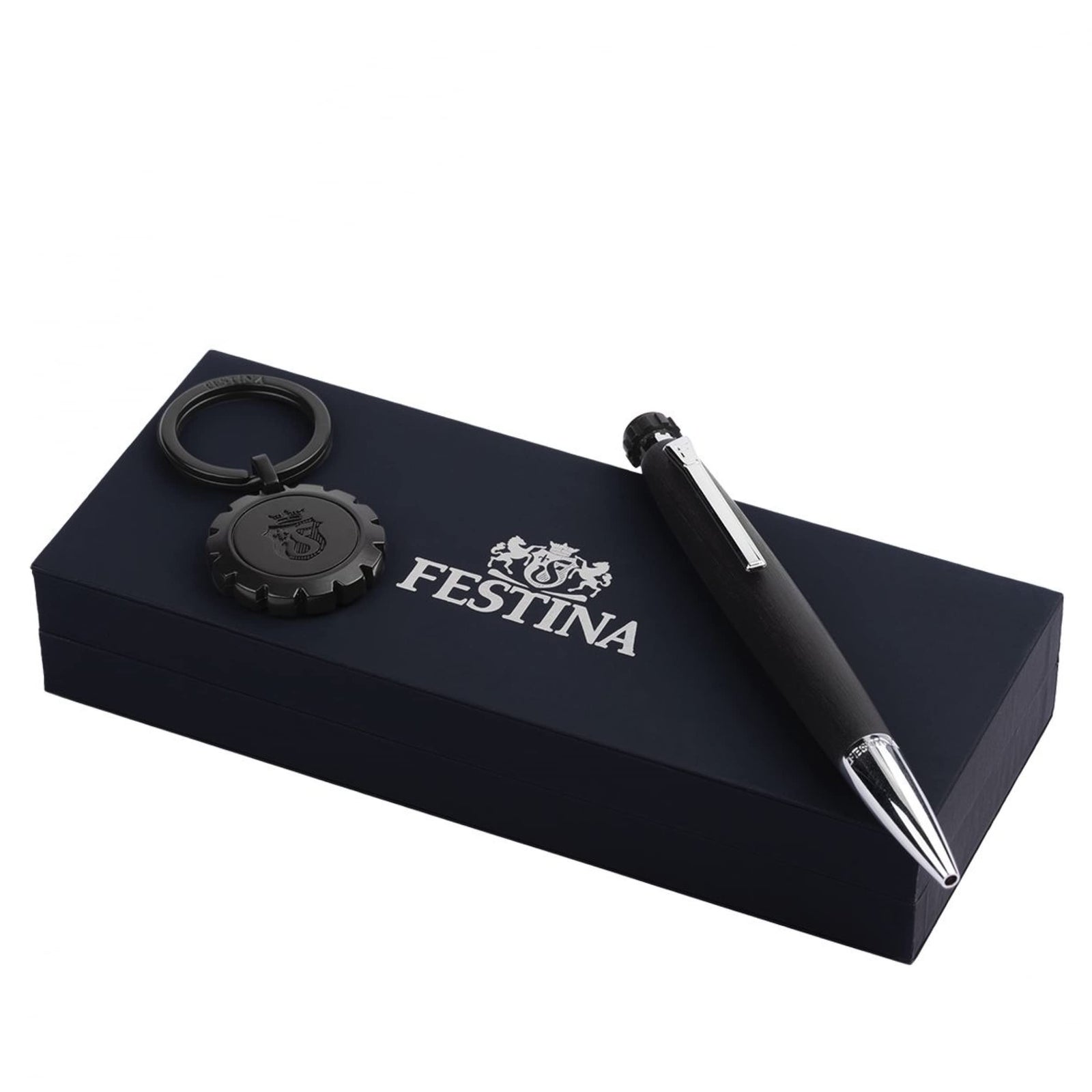 Festina set key ring chronobike black + ballpoint pen chronobike classic chrome- one size