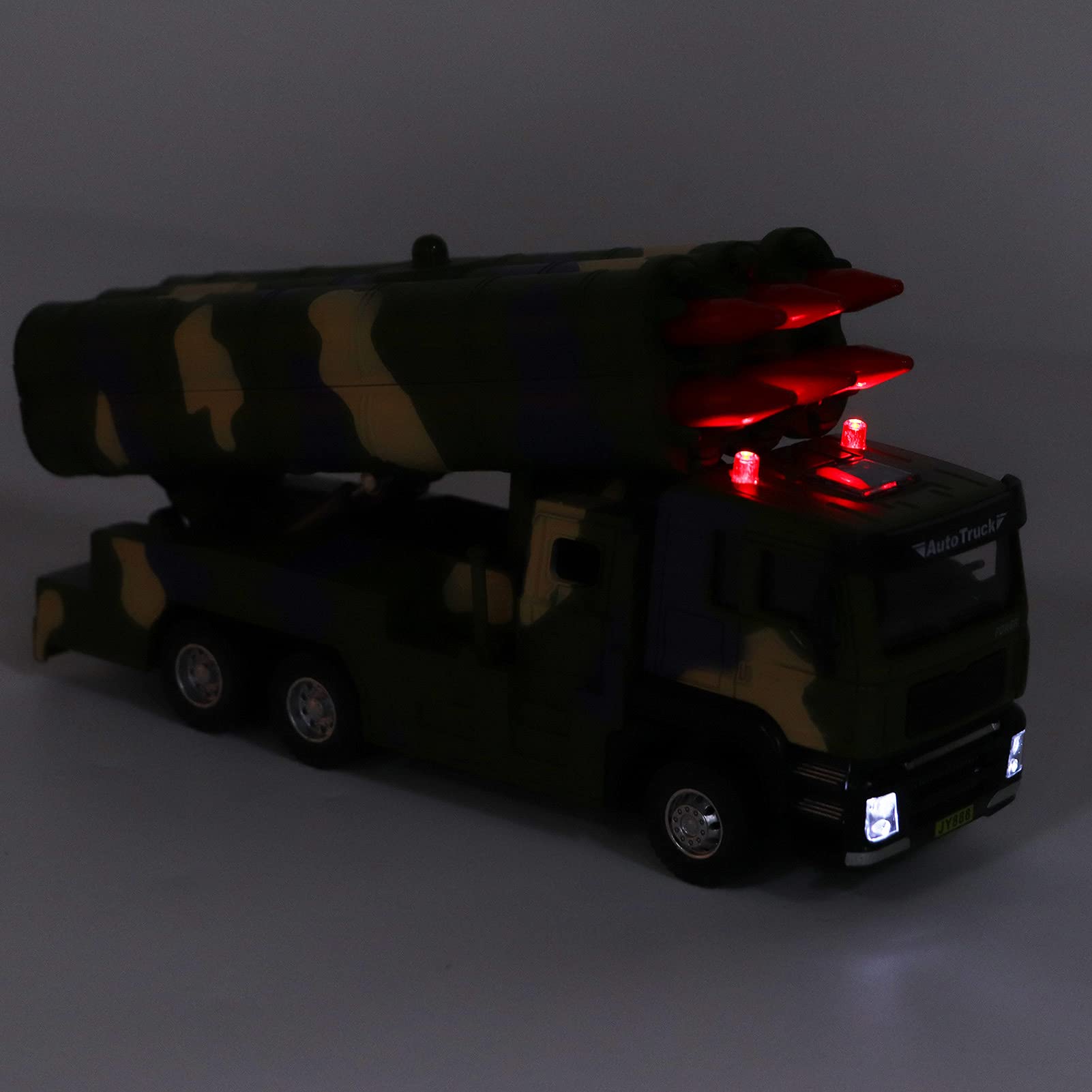 1/50 Military Missile Vehicle Model with Pull Back, Sound, Light, and High Simulation Design for Kids