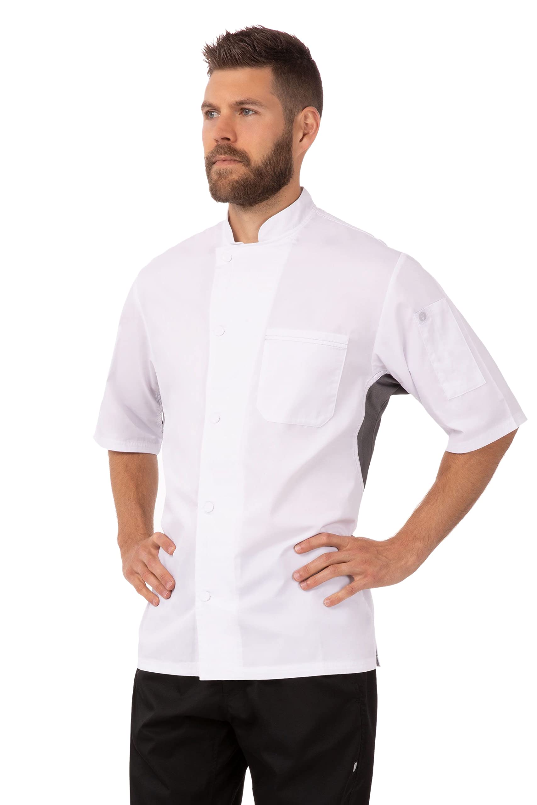 Chef Works Men's Valais V-Series Chef Coat, White W/Grey Contrast, XL  Chef Works   