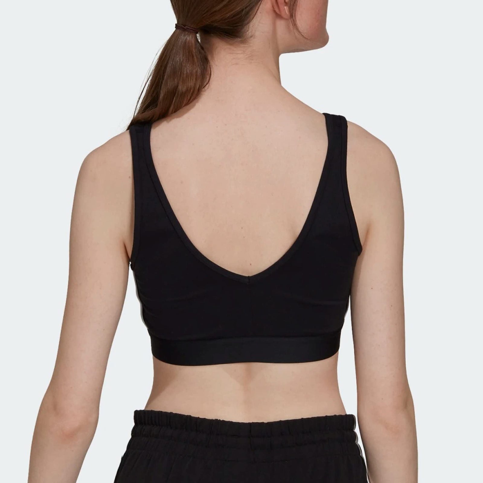 adidas Womens Essentials 3-Stripes Crop Top With Removable Pads T-Shirt