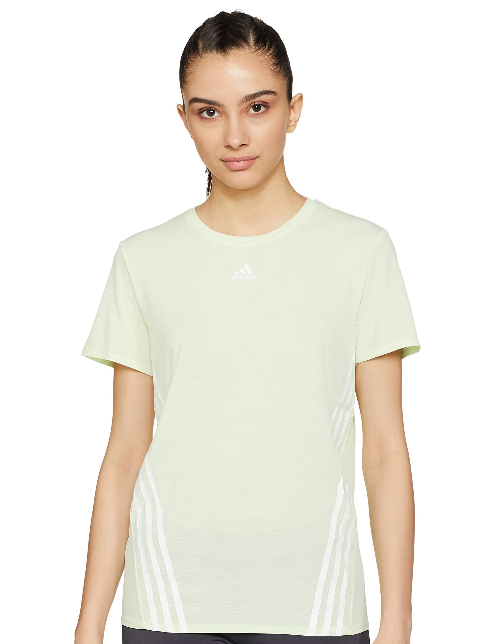 adidas Women's TR337 T-SHIRTS , Almost lime-white , M