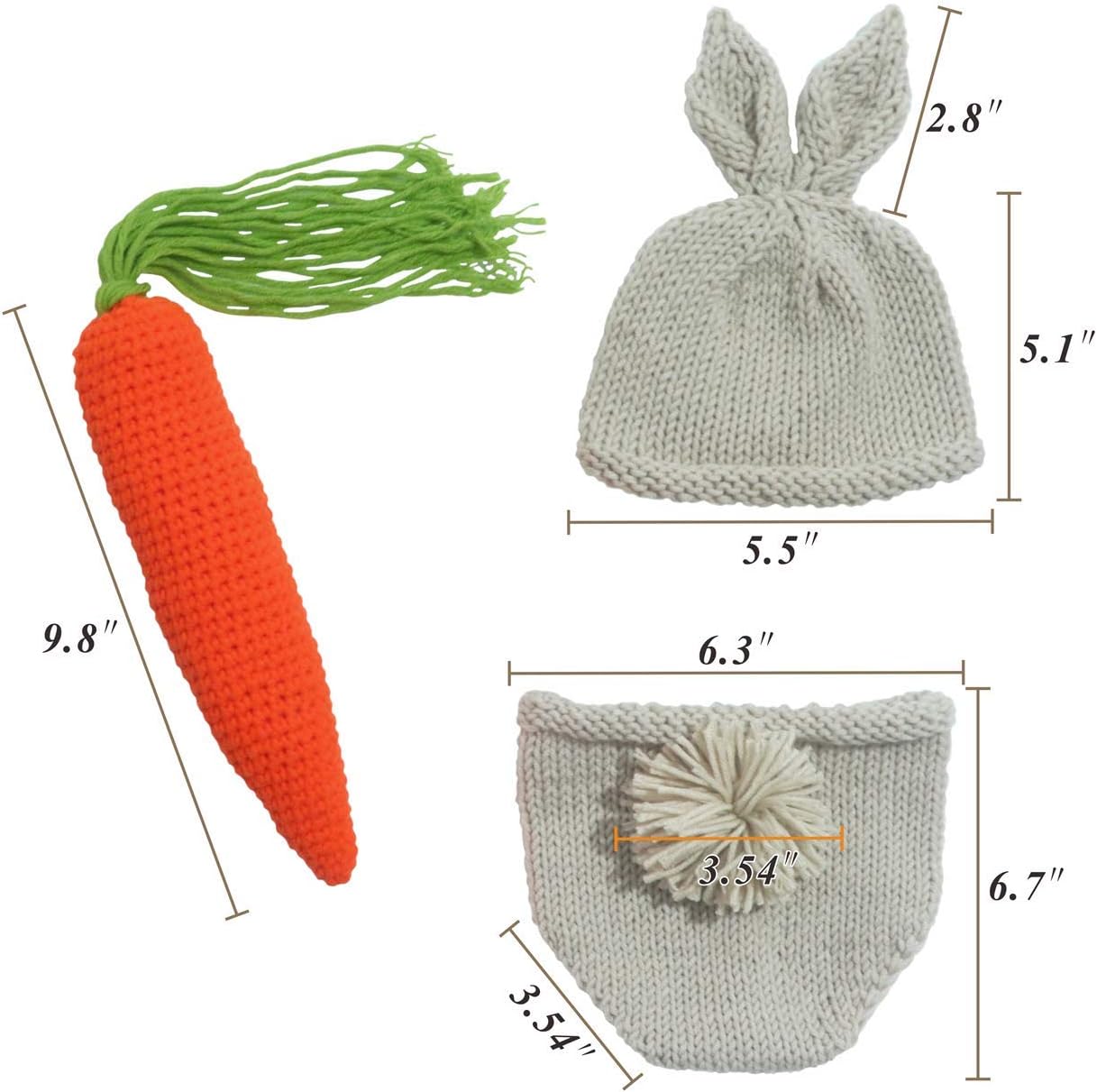 Newborn Baby Photography Prop, Photo Outfits Cute Rabbit Photoshoot Costume for 0-6 Month Toddler Infant