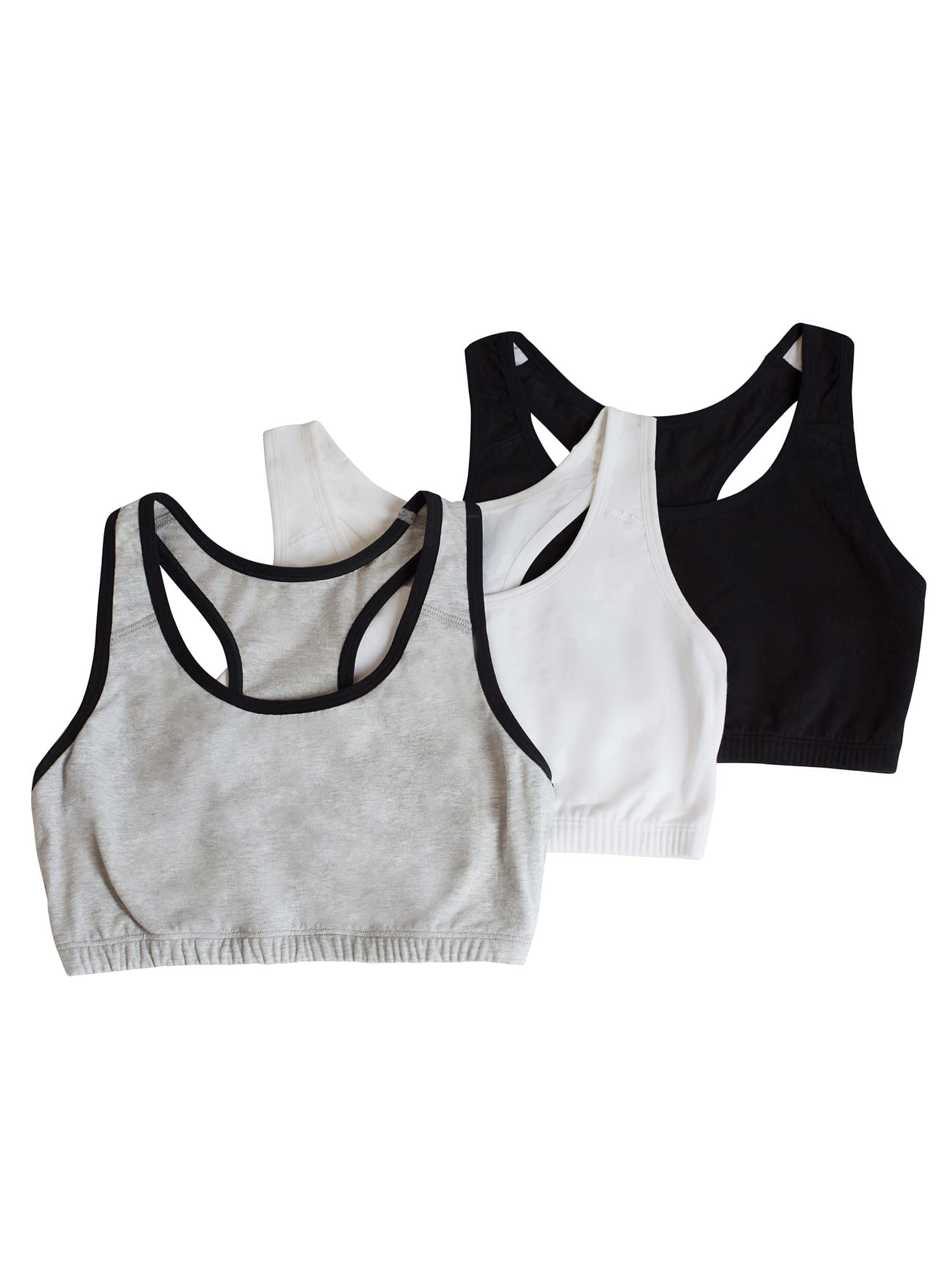 Fruit of the Loom Women's Built Up Tank Style Sports Bra Color: Heather Grey With Black/White/Black Size: 36