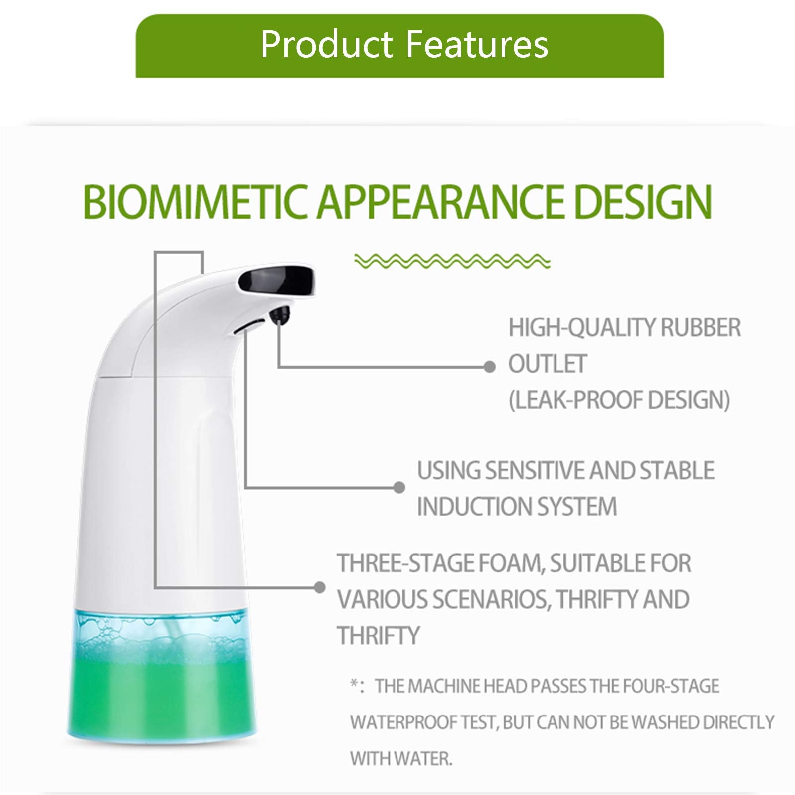 250ml Automatic Foaming Soap Dispenser, Electric Foam Liquid Soap Dispenser, Touchless Infrared Electric Pump for Liquid Soaps Lotions Detergent Gel Shampoo Home Kitchen Bathroom School Hospital Hotel