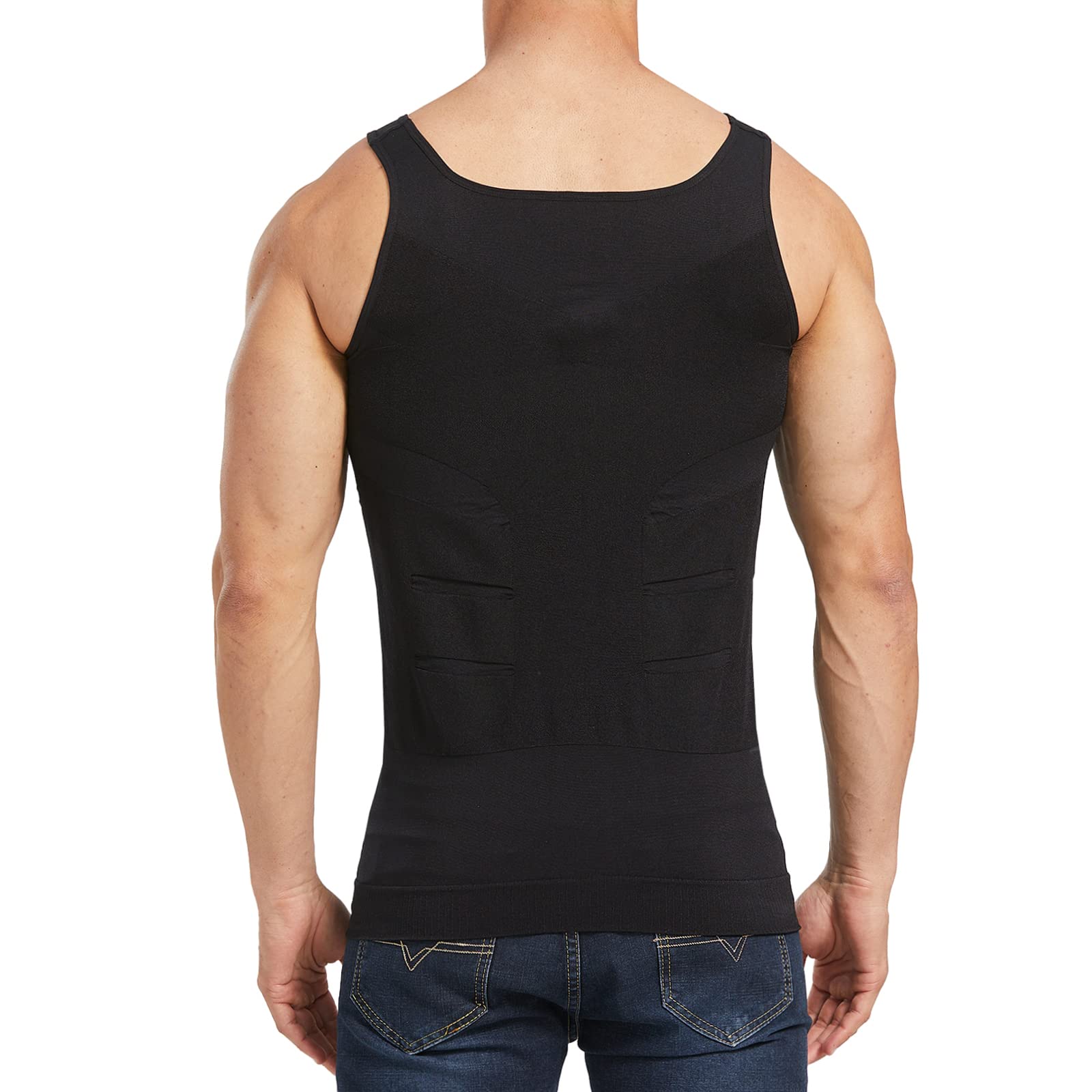 Aptoco Compression Shirts for Men Shapewear Vest Body Shaper Abs Abdomen Slim Tank Top Undershirt for Men's Gynecomastia