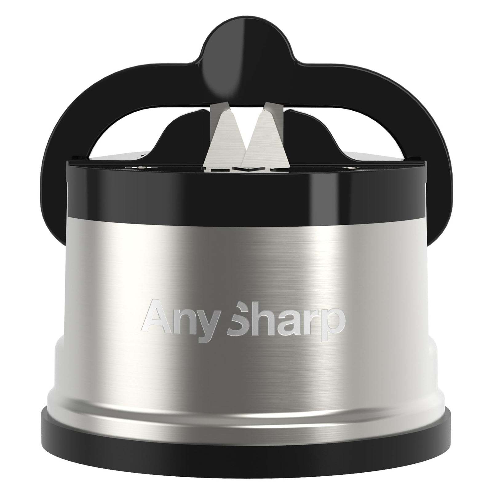 AnySharp Pro Knife Sharpener (Metal) with Suction Cup, Brushed Metal Finish, One Size