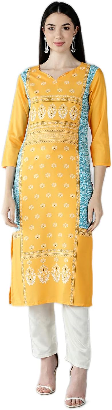 Vaamsi Women's VPK1583 Poly Crepe A-Line Kurta