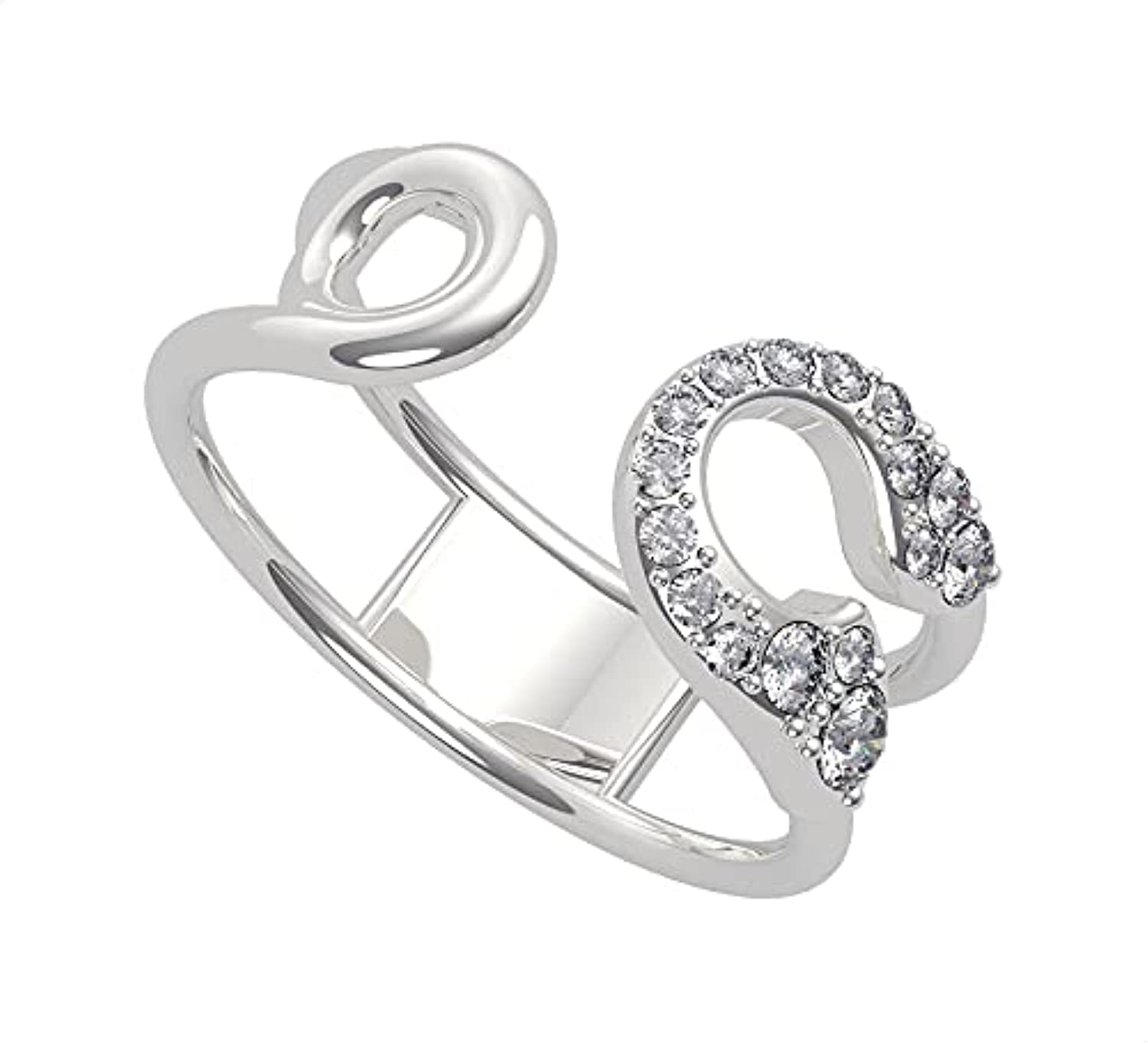 Guess UBR20038 Stainless Steel Zircon Embellished Stone Open Ring for Women - Silver