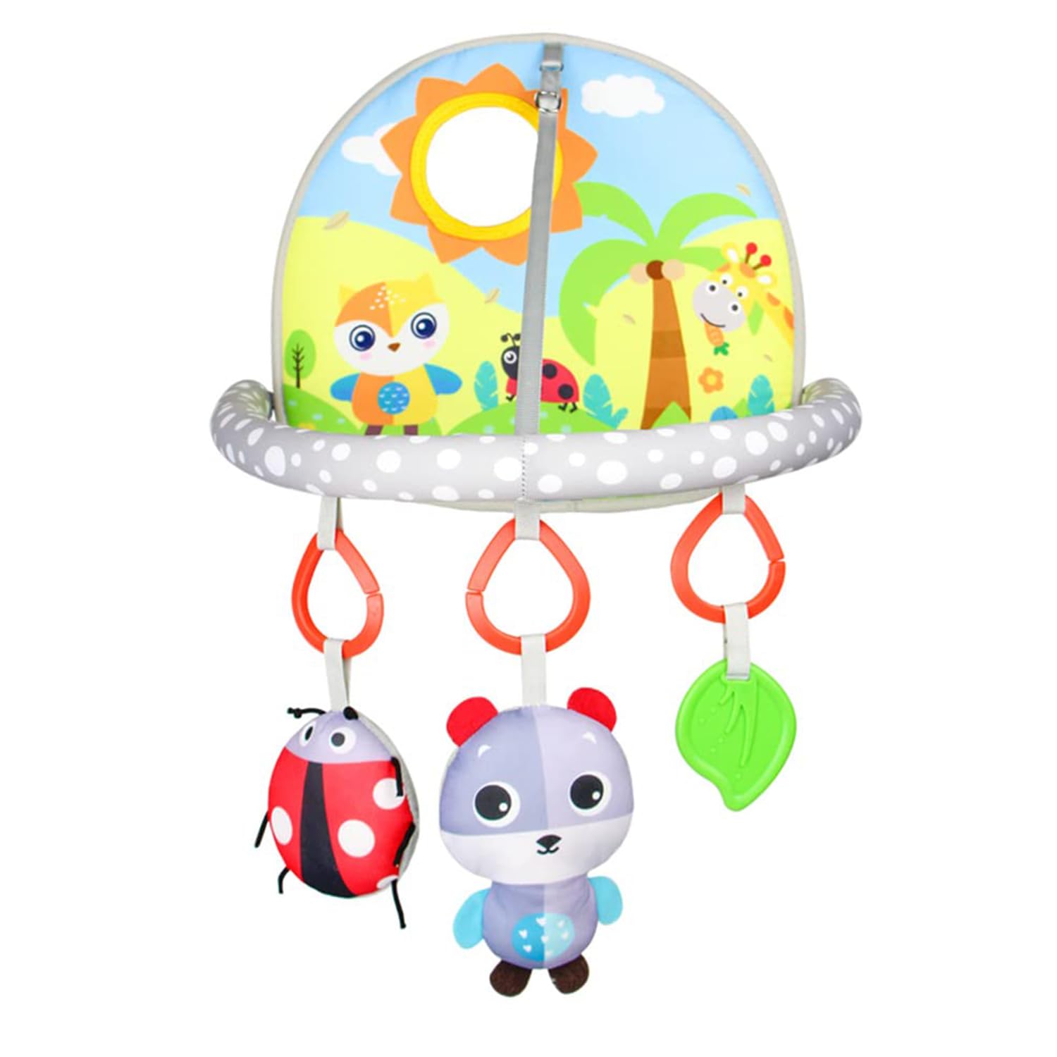 Occuwzz Baby Gym with 4 Hanging Toys Foldable Baby Play Gym Frame Activity Gym Hanging Bar Newborn Gift Baby Girl and Boy Gym，Baby Toys for Perfect 0-1.5 Years Baby Shower (Grey)