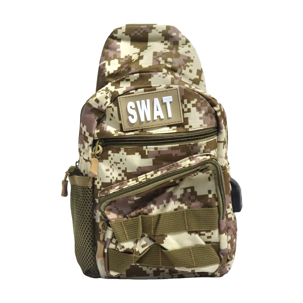 Swat polyester cross&shoulder bag with usb charging port for men-multicolor