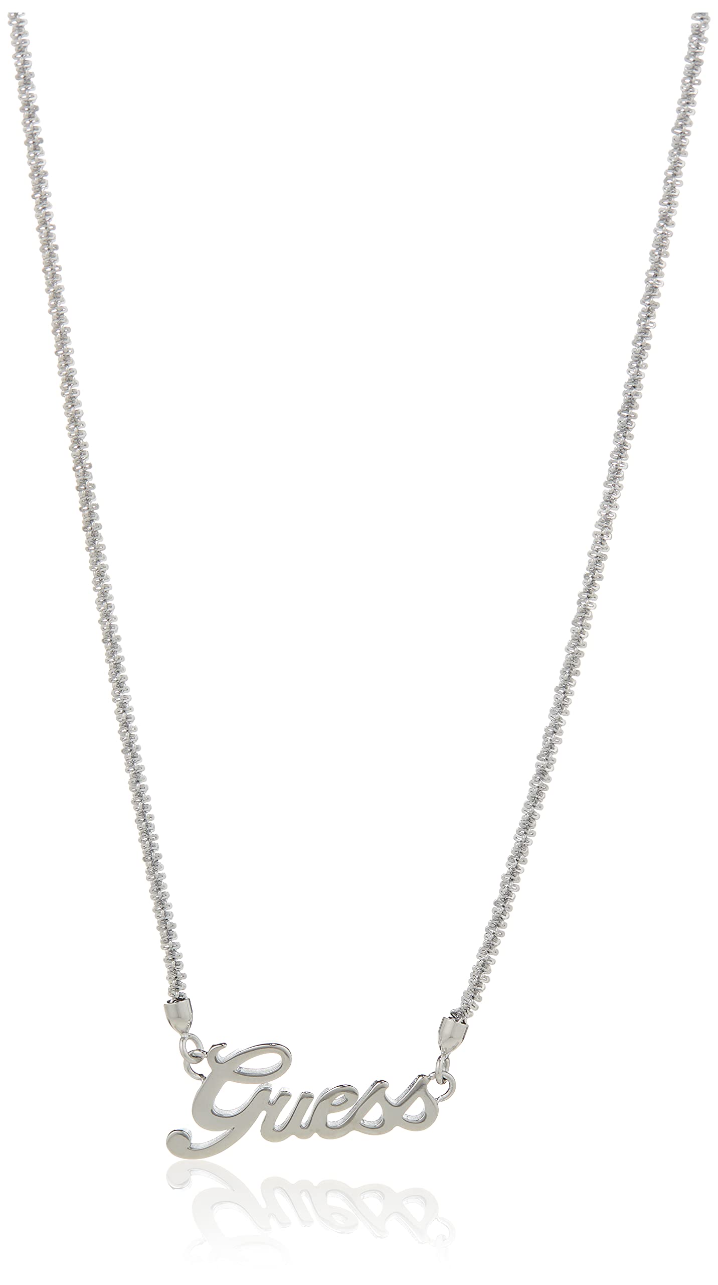 Guess UBN79076 Stainless Steel Zircon Embellished Logo Shaped Station Necklace