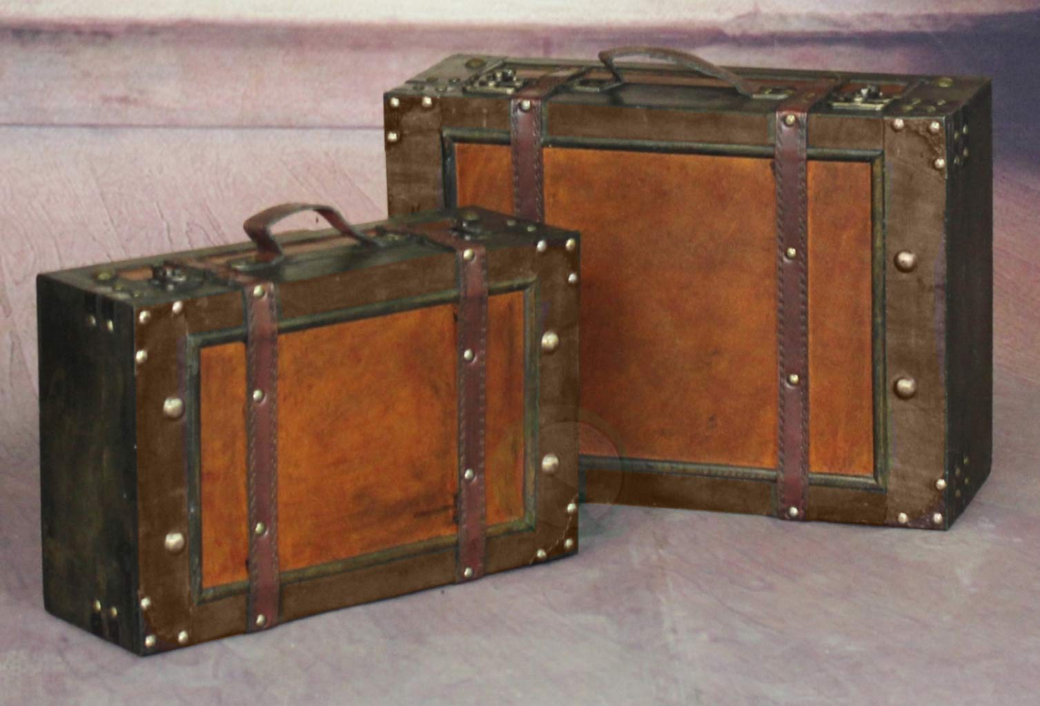 Vintiquewise™ Old Style Suitcase/Decorative Box with Straps, Set of 2