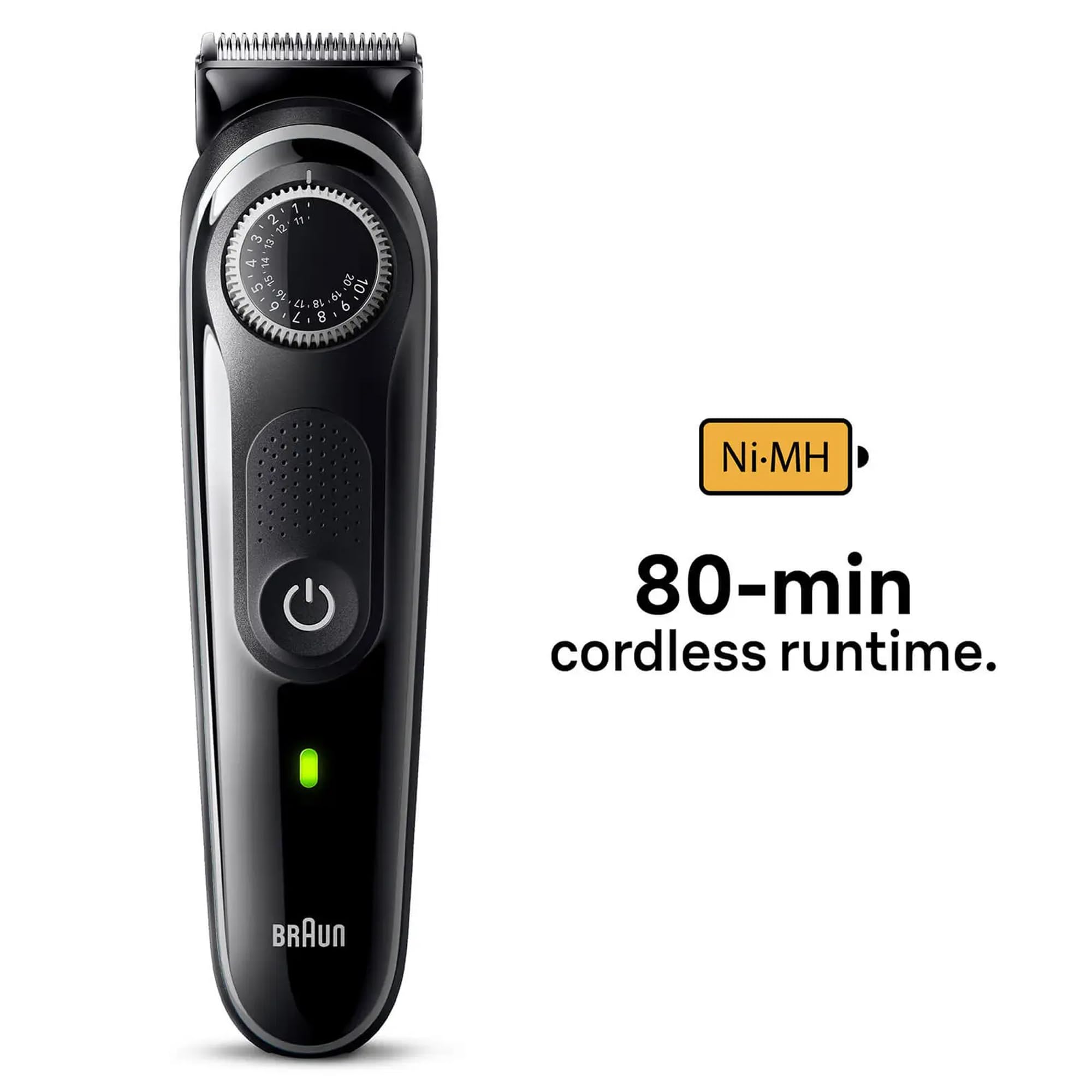 Braun BT3440 Beard Trimmer 3 With Precision Wheel, 4 Styling tools, 80 mins Runtime, Precise Styling at home, 40 length Settings - Black