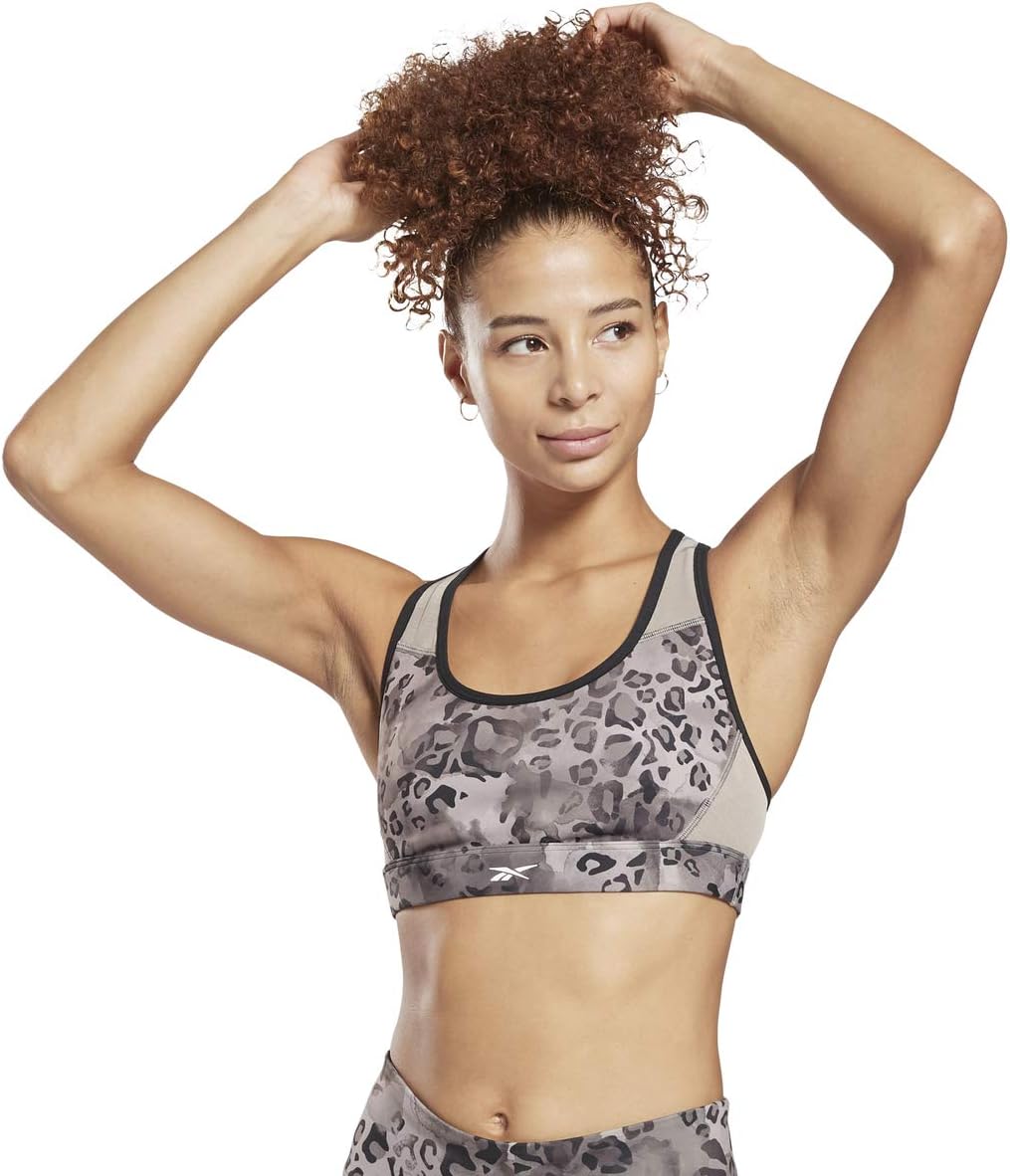 Reebok Brassière femme Modern Safari Lux Racer Padded Medium-Impact Sports, Gris, L