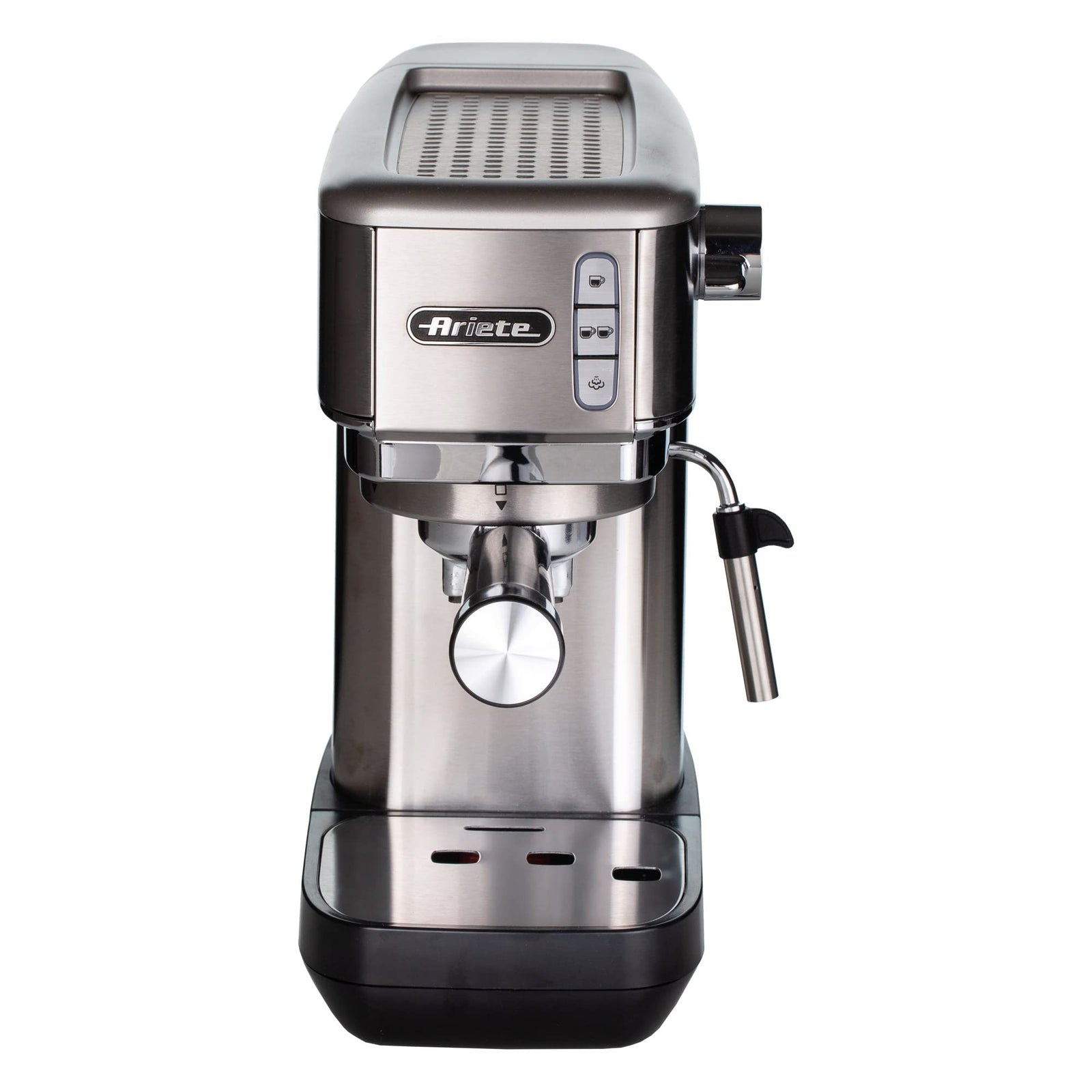 Ariete Pump Espresso Coffee Maker Machine with Milk Frother, 1300W, Stainless Steel, ESE Pod and Ground Coffee Compatible, 15 Bar Pressure, Auto shut-off, Ideal for Home and Office - ART1380