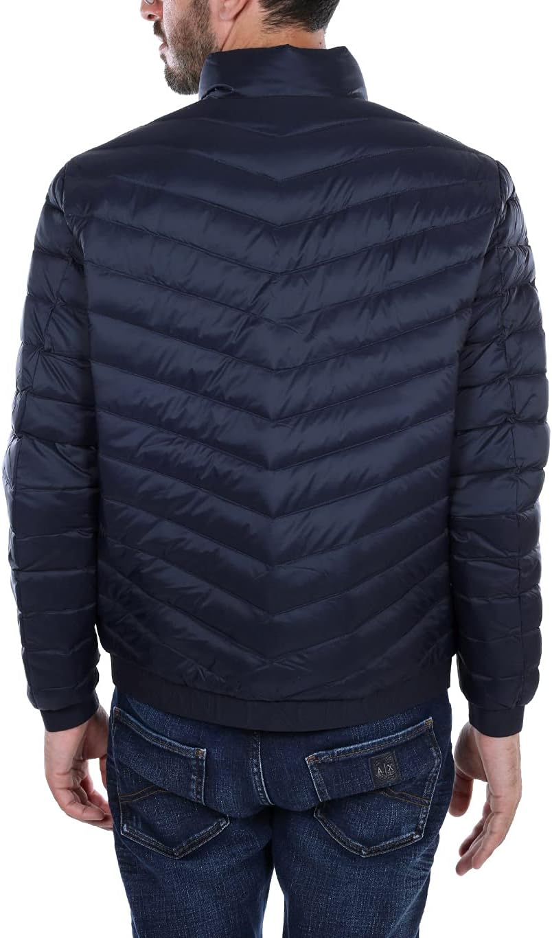 AX Armani Exchange mens Quilted Down Milano/New York Logo Zip-up Jacket Down Alternative Coat (pack of 1)