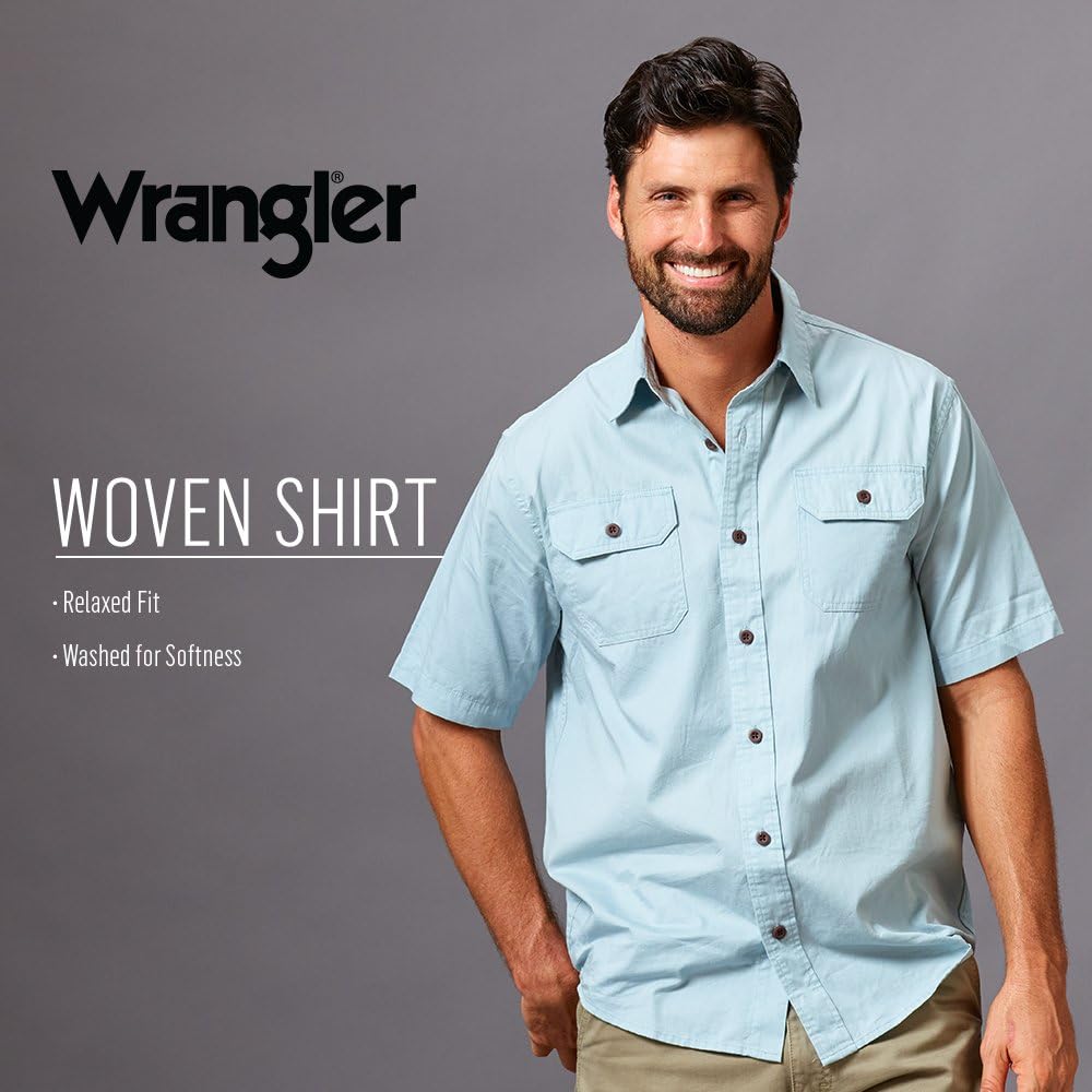 Wrangler Authentics Men's Short Sleeve Classic Woven Shirt , Caviar , XL