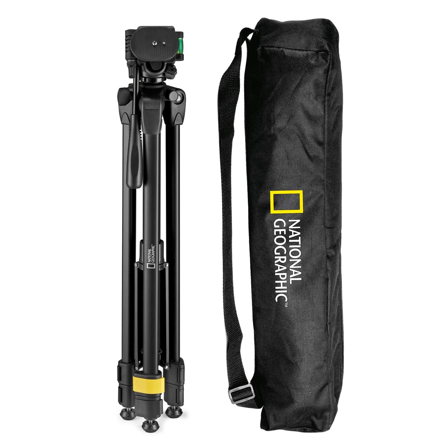 National Geographic Photo Tripod Kit With Monopod, Carrying Bag, 3-Way Head, Quick Release, 3-Section Legs Lever Locks, Geared Centre Column, Load Up 3Kg, Aluminium, For Canon, Nikon, Sony, Nghp004