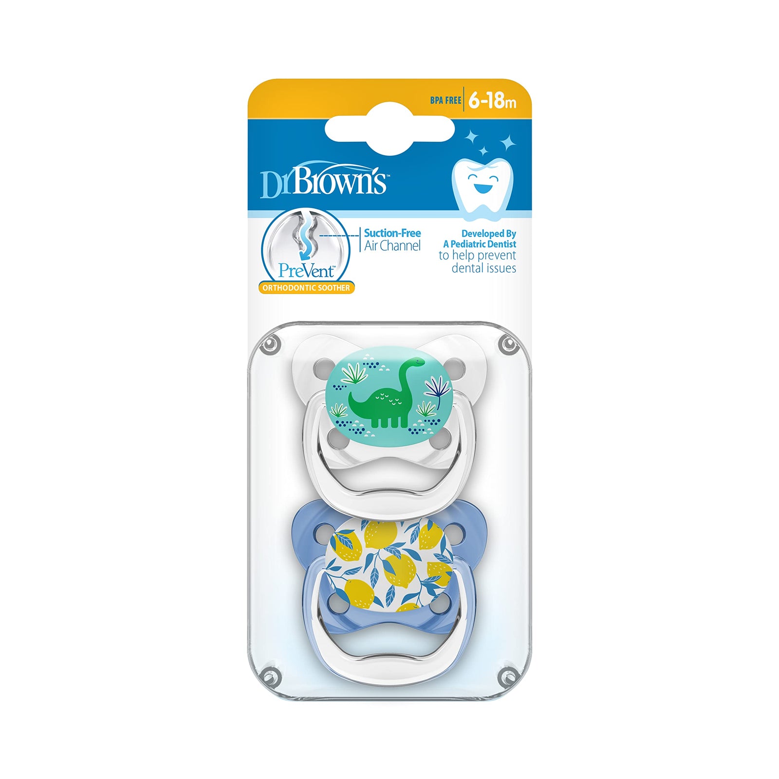 Dr brown's prevent soother (6 to 12 months, blue, pack of 2)