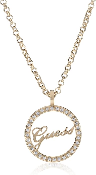 Guess UBN20124 Stainless Steel Zircon Embellished Filigree Circular Pendant Necklace