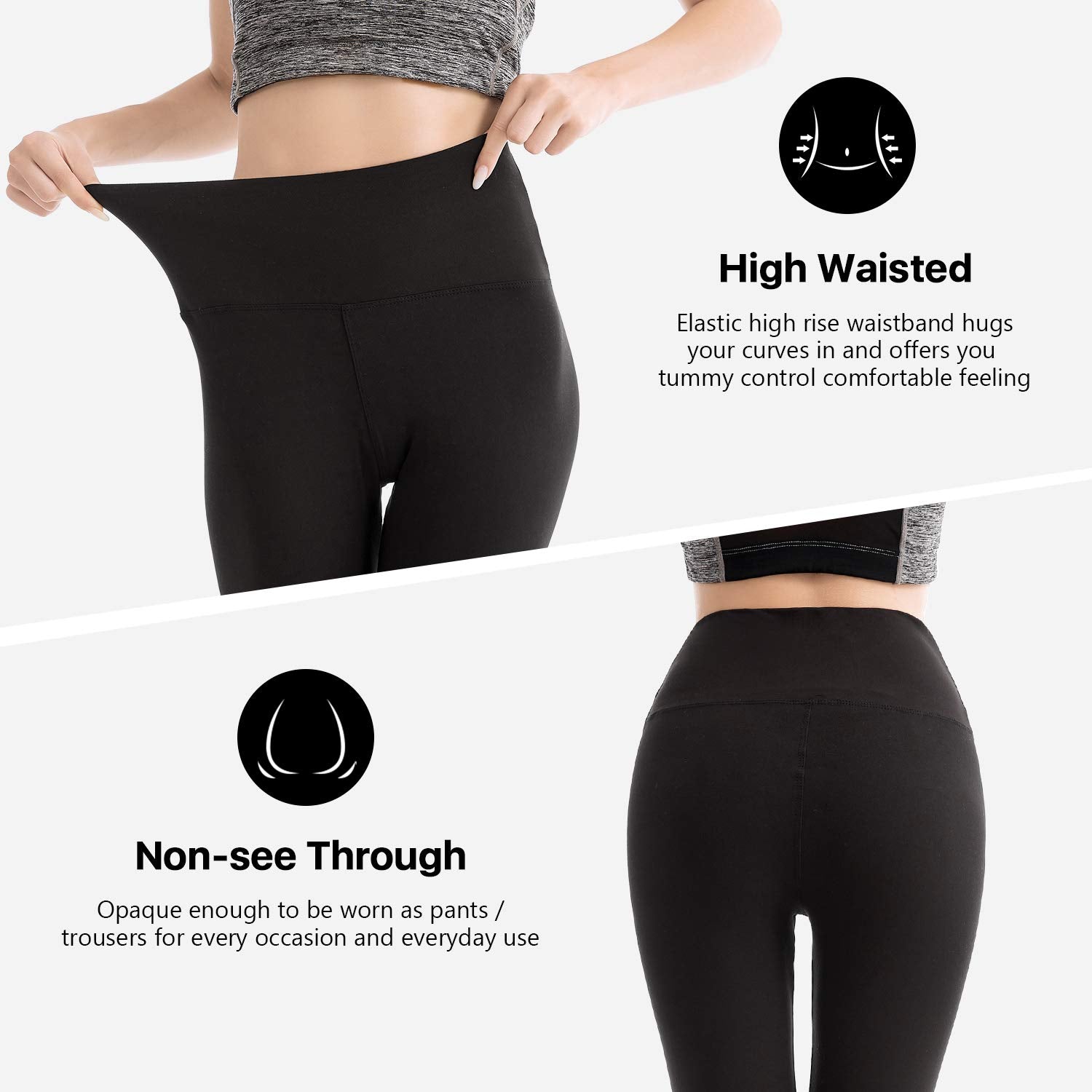 SINOPHANT High Waisted Leggings for Women, Buttery Soft Elastic Opaque Tummy Control Leggings,Plus Size Workout Gym Yoga Stretchy Pants