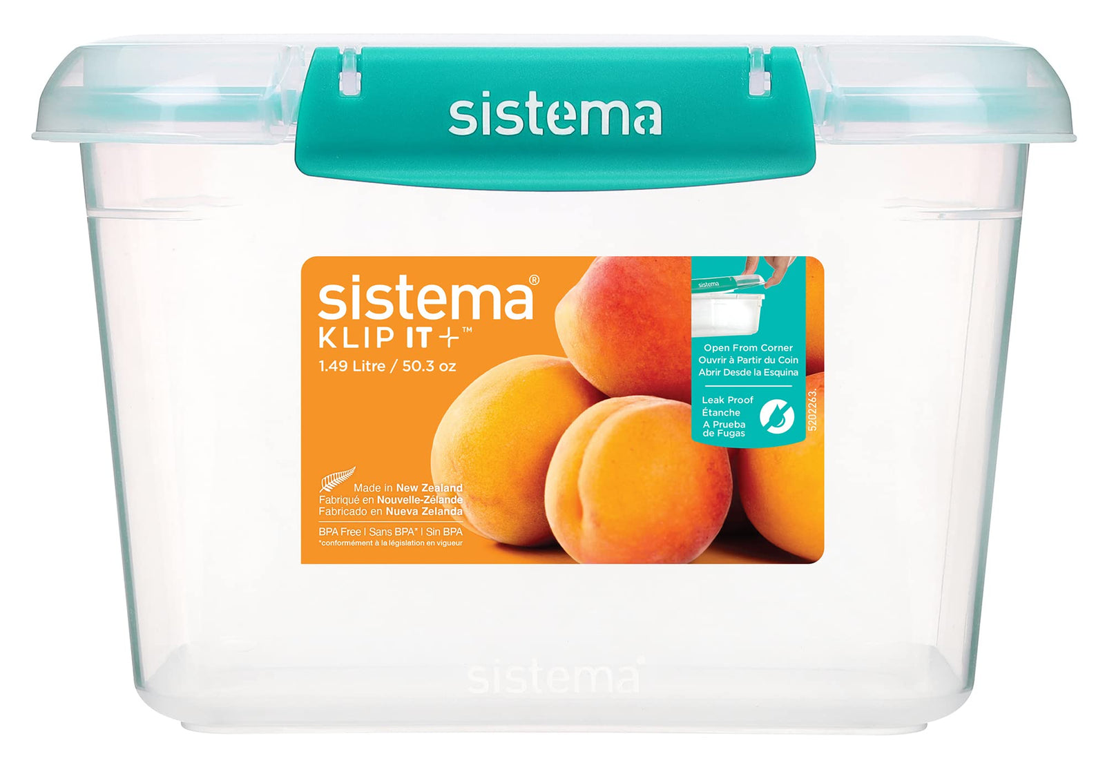 Sistema Klip IT Plus Reactangle Food Storage Box, Minty Teal