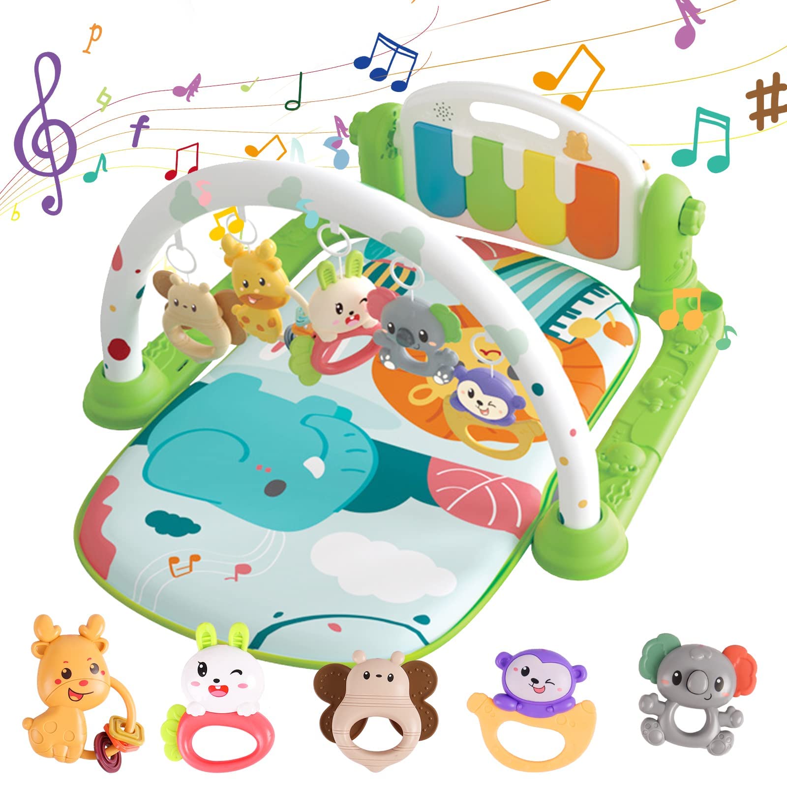 SKY-TOUCH Baby Play Mats: Kick and Play Piano Gym with Music and Lights