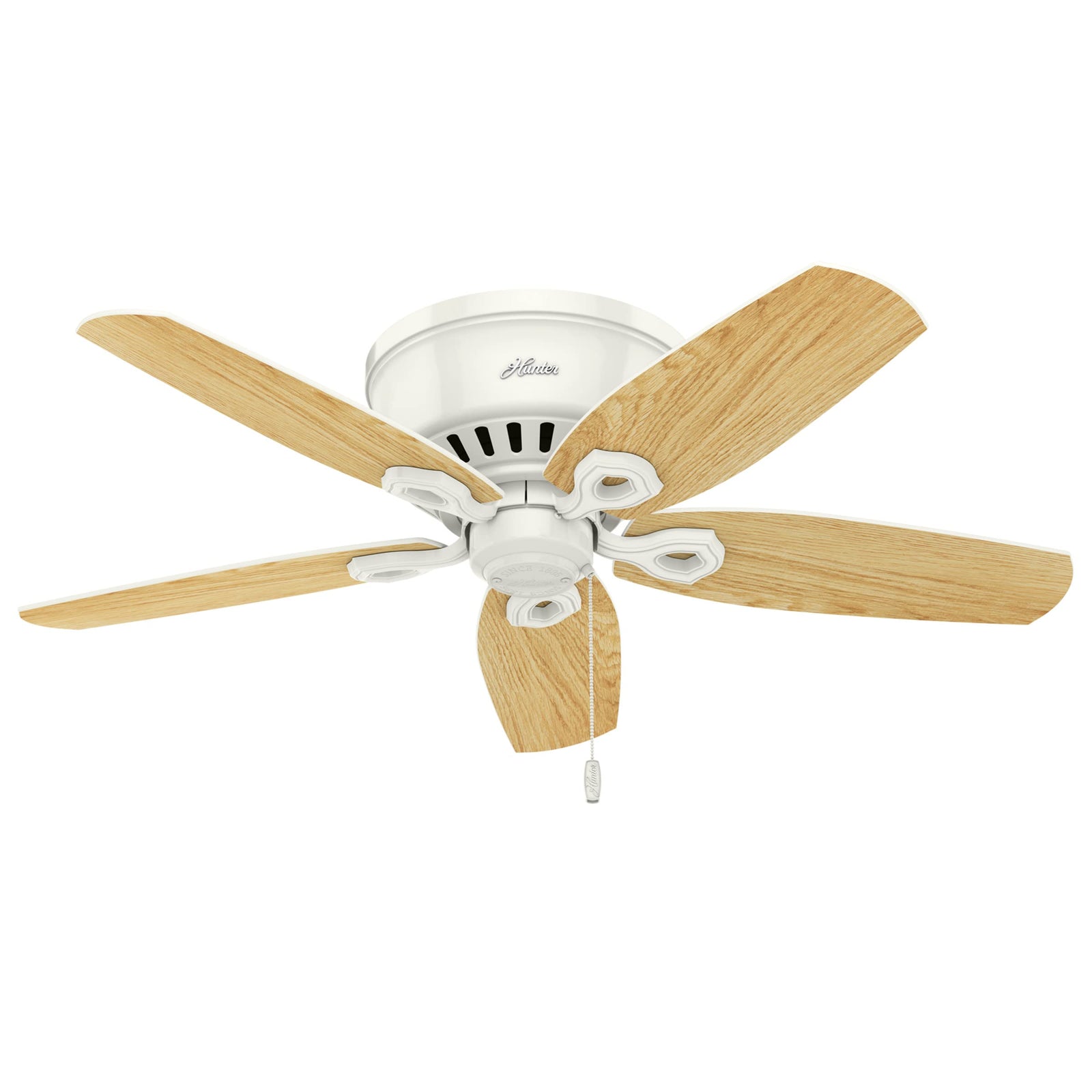 Hunter Fan Company, 51090, 42 inch Builder Snow White Low Profile Ceiling Fan with LED Light Kit and Pull Chain