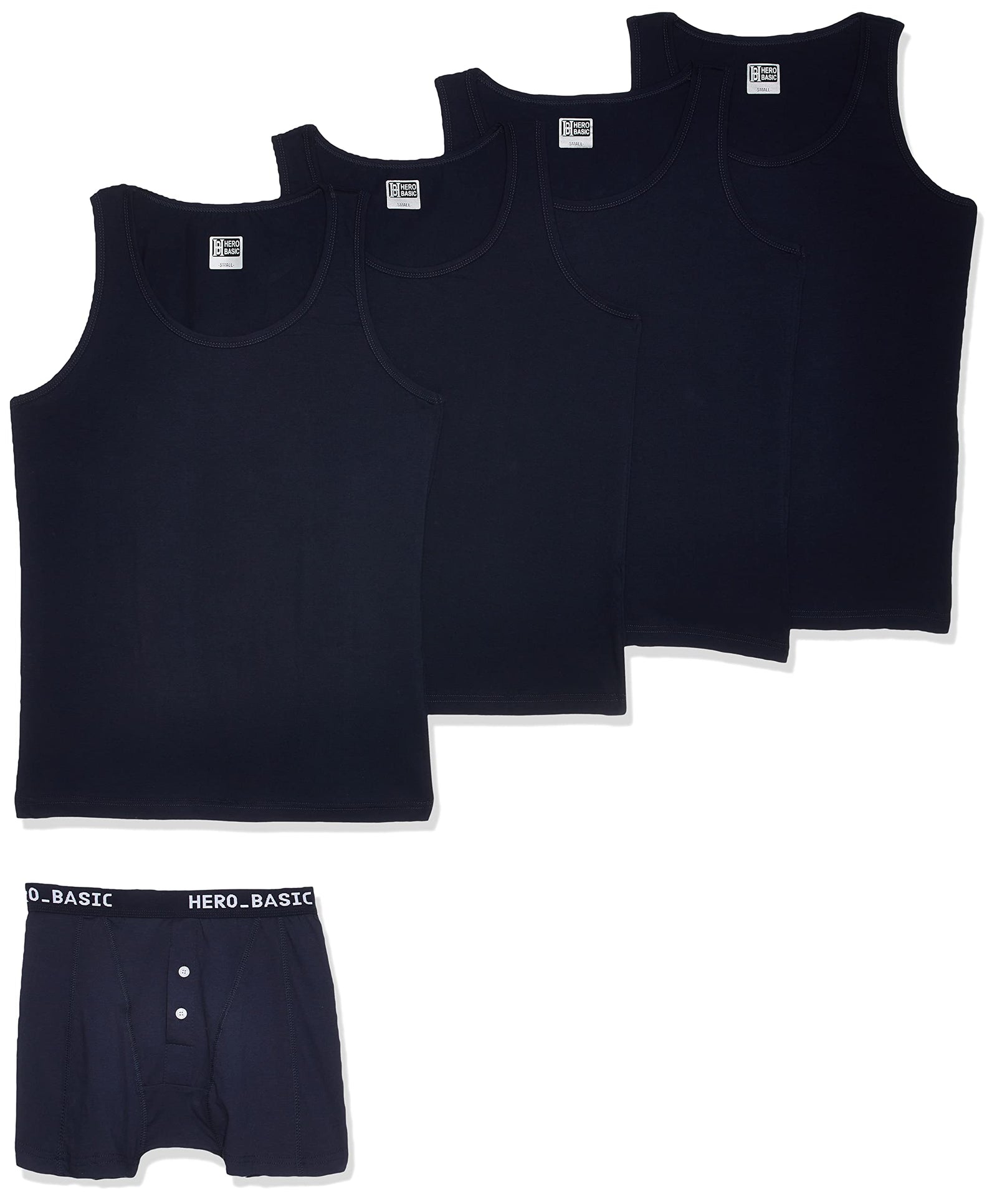 Hero Basic mens Set Of 4 - Tank Tops + Free Boxer Underwear (pack of 5)