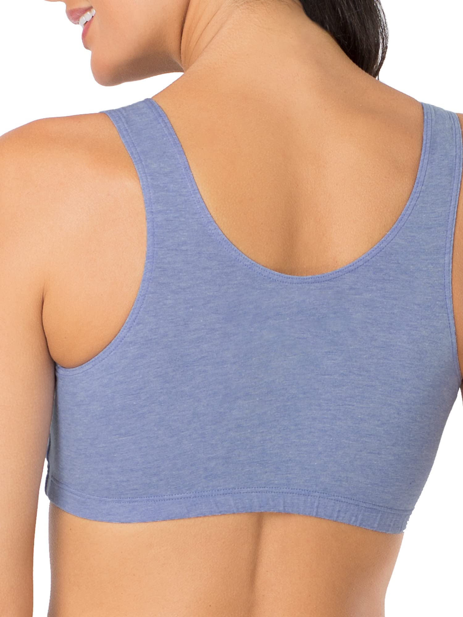 Fruit of the Loom Women's Built Up Tank Style Sports Bra Color: Heather Blue/Popsicle Pink/White Size: 42