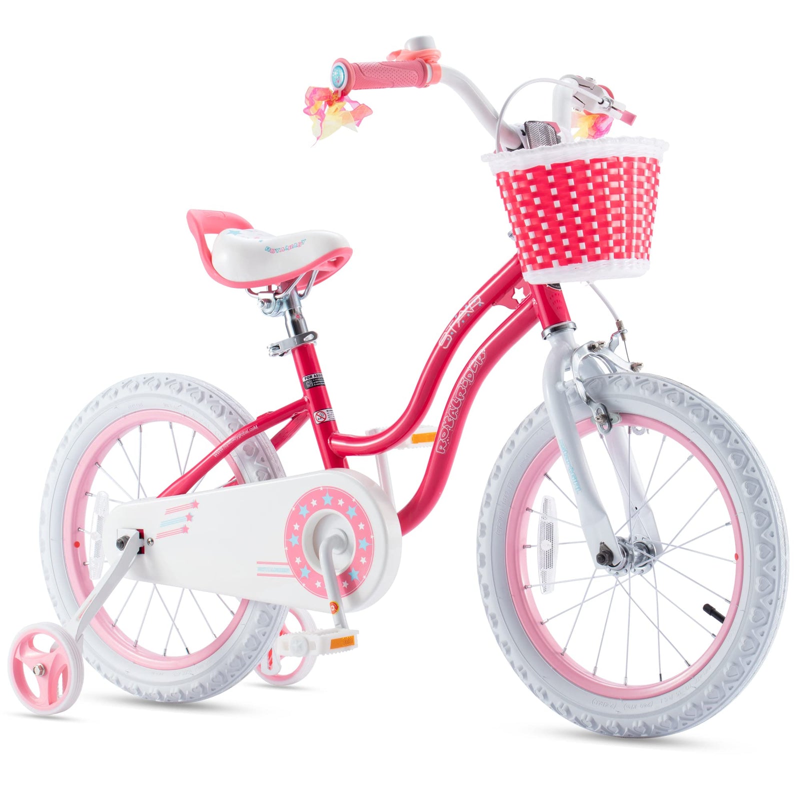 RoyalBaby Girls Kids Bike Stargirl 12 14 16 18 Inch Bicycle 3-9 Years Old Basket Training Wheels Kickstand Pink Blue Child's Cycle