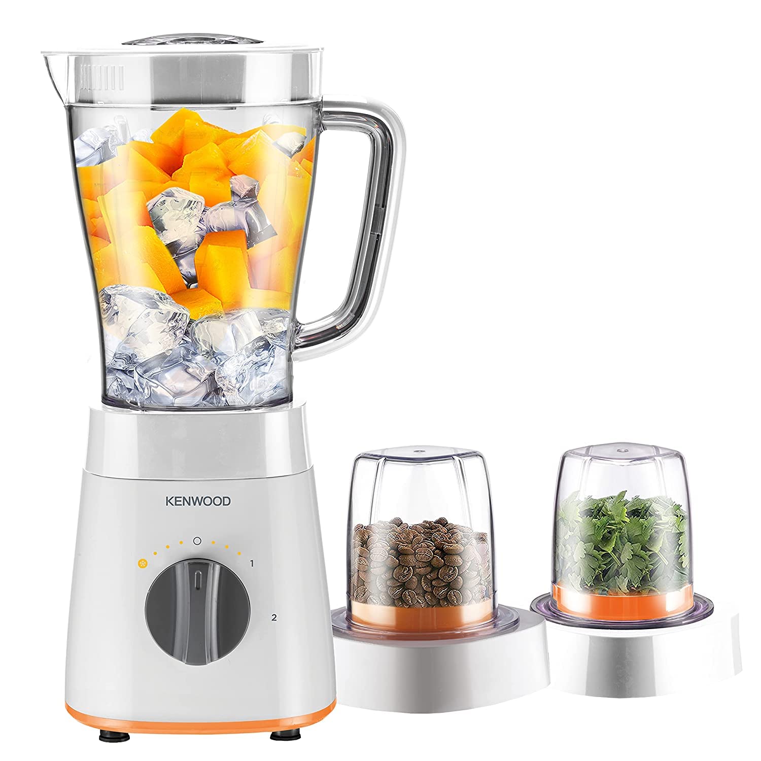 Kenwood Blender Smoothie Maker 500W 1.5L With Grinder Mill, Chopper Mill, Ice Crush Function Blp15.360Wh White