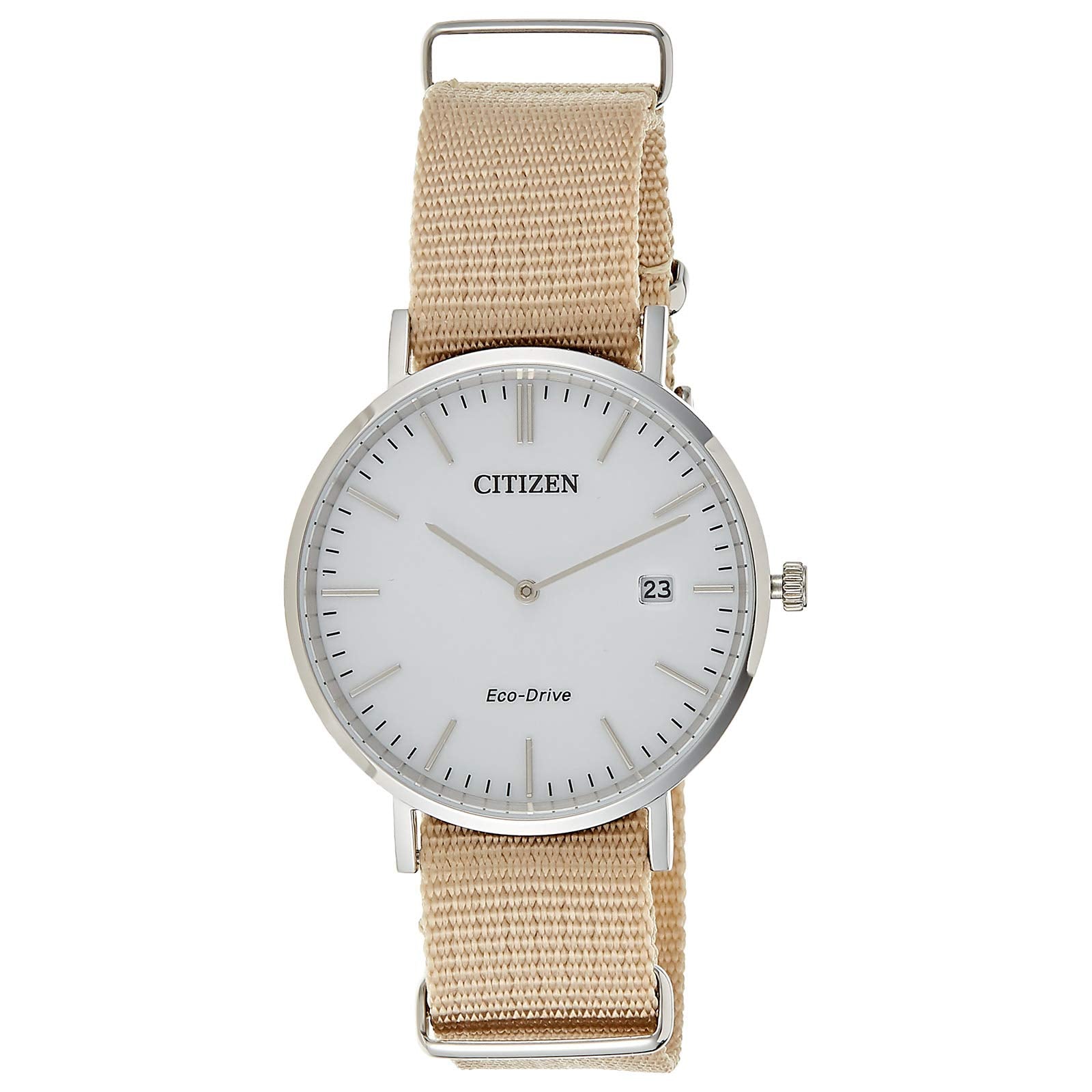 Citizen AU1080-20A Round Analog Men's Watch Dial Fabric - White Biege